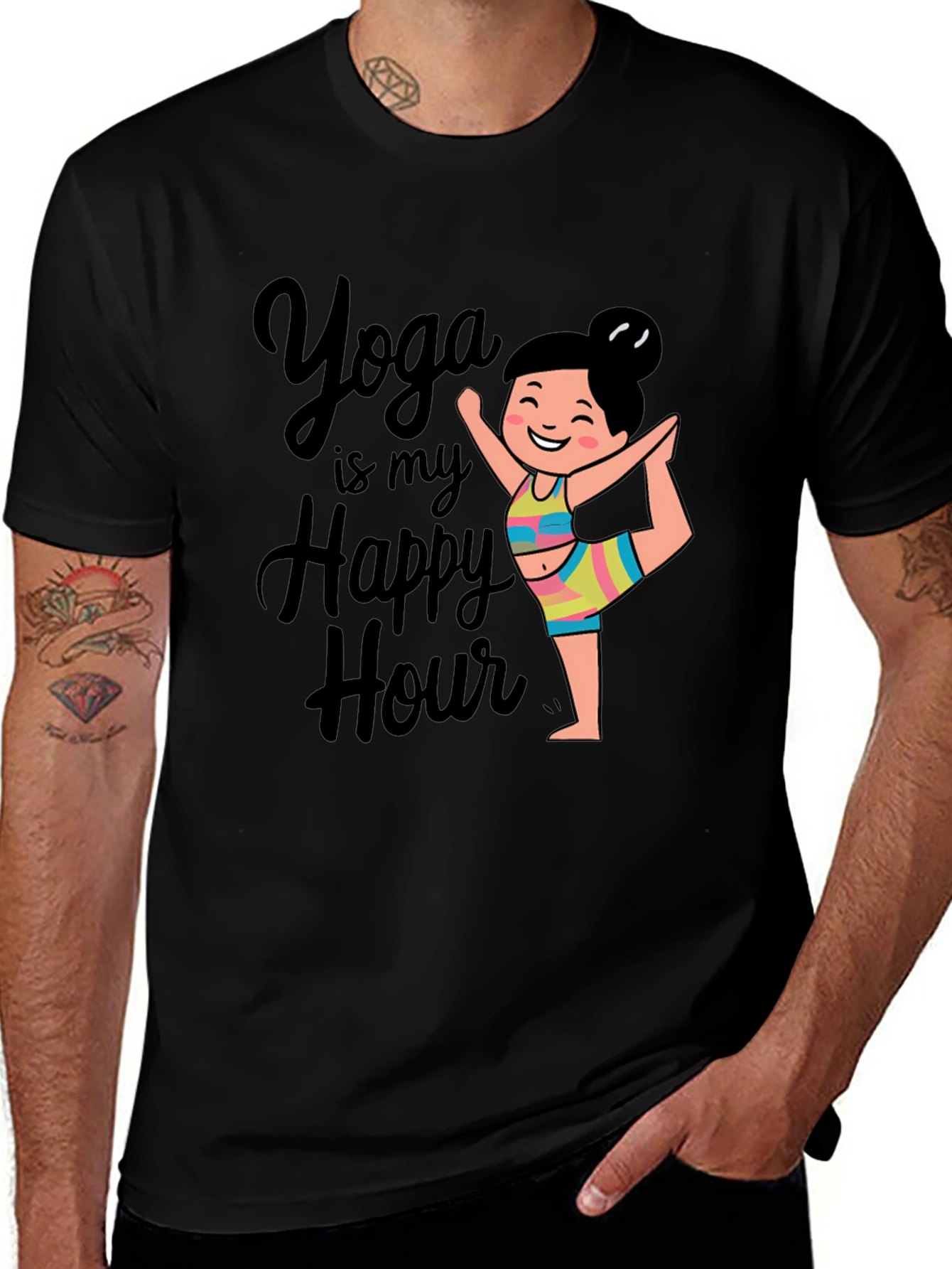 Yoga is my Happy Hour Black T-Shirt