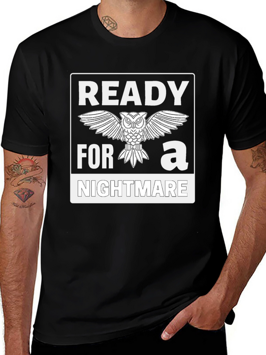 Ready for a Nightmare Owl Graphic T-Shirt - Black