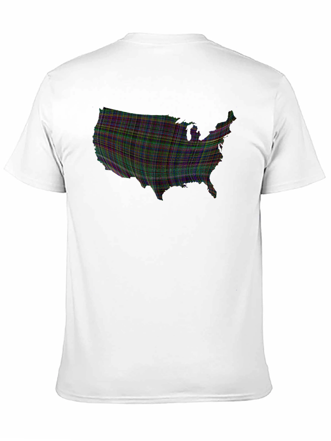 USA Map Plaid Graphic Tee - Mens Black T-Shirt