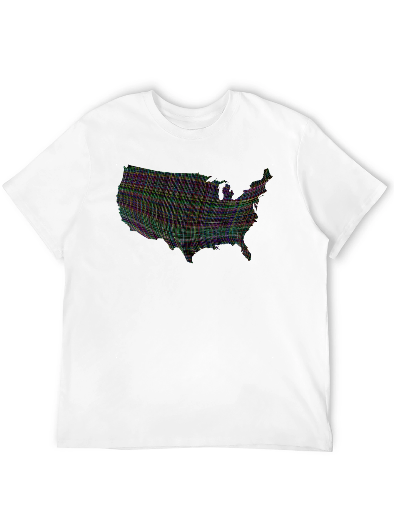 USA Map Plaid Graphic Tee - Mens Black T-Shirt