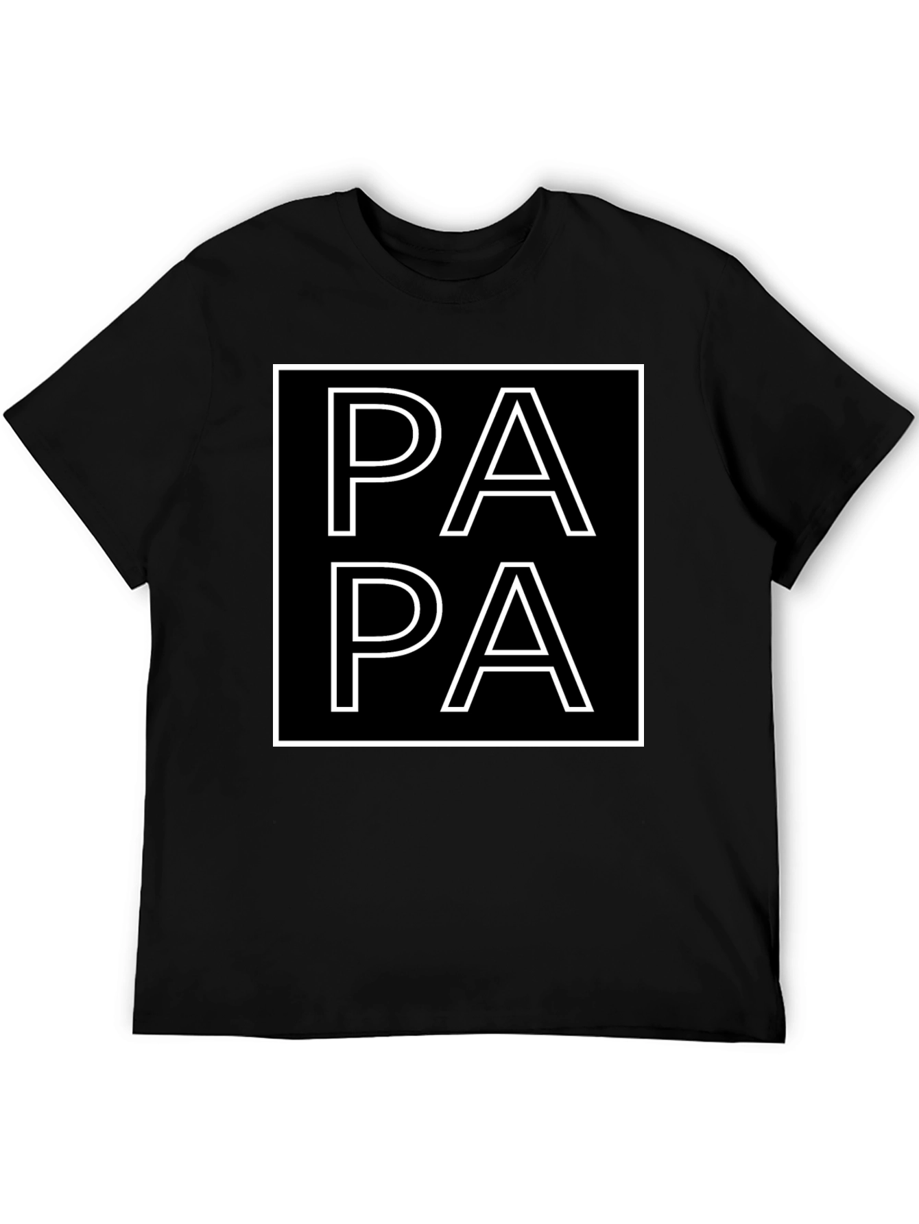 Papa Graphic Tee -  Square Design Black T-Shirt