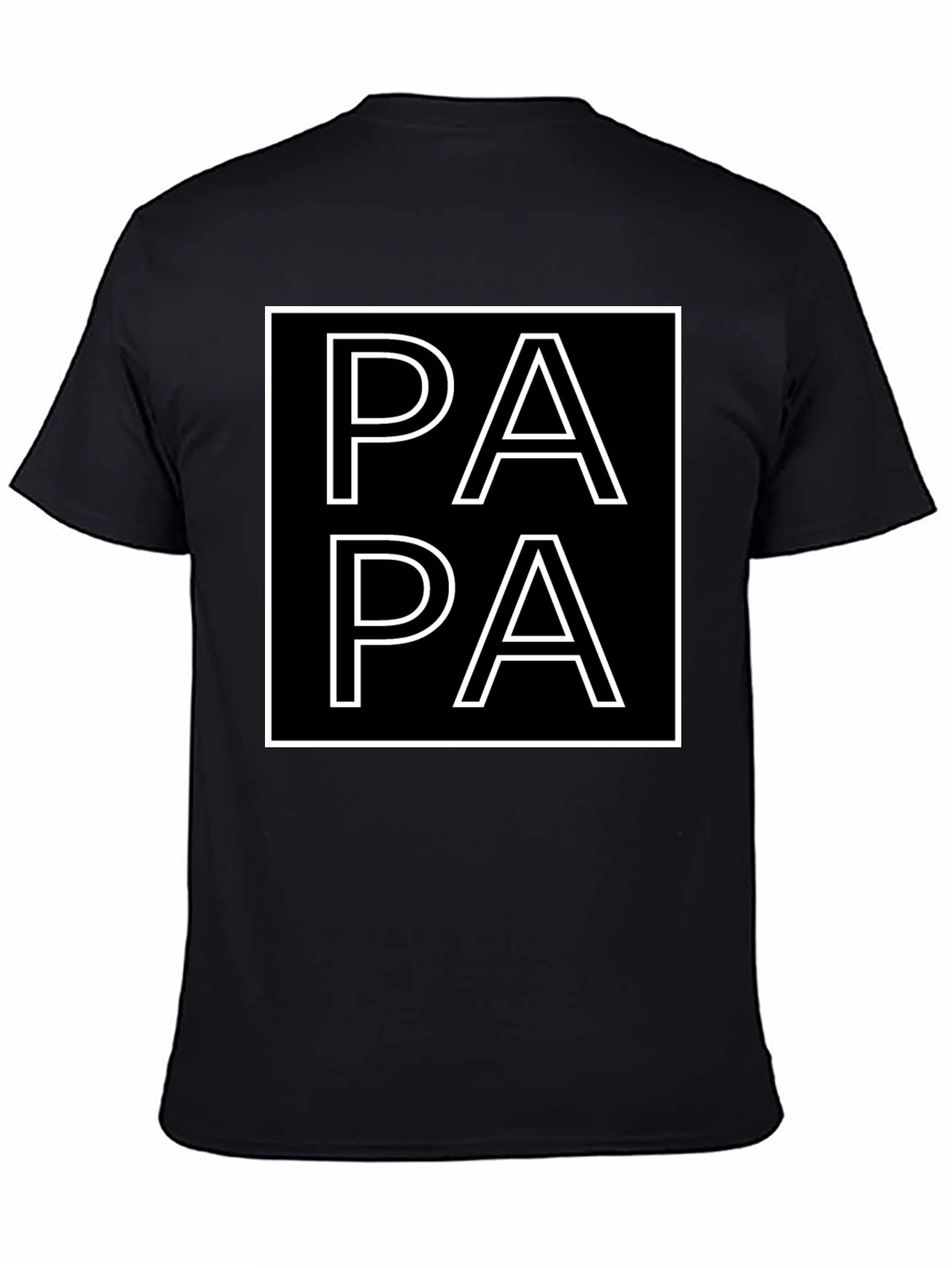 Papa Graphic Tee -  Square Design Black T-Shirt