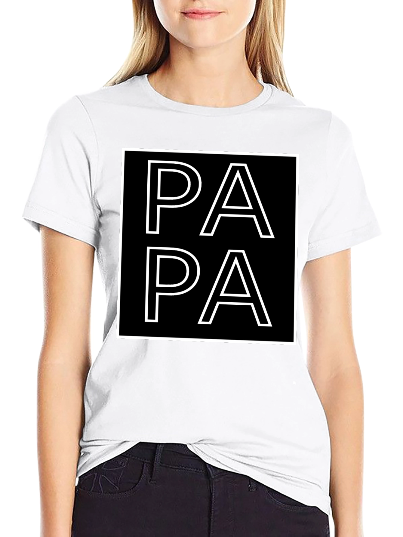 Papa Graphic Tee -  Square Design Black T-Shirt