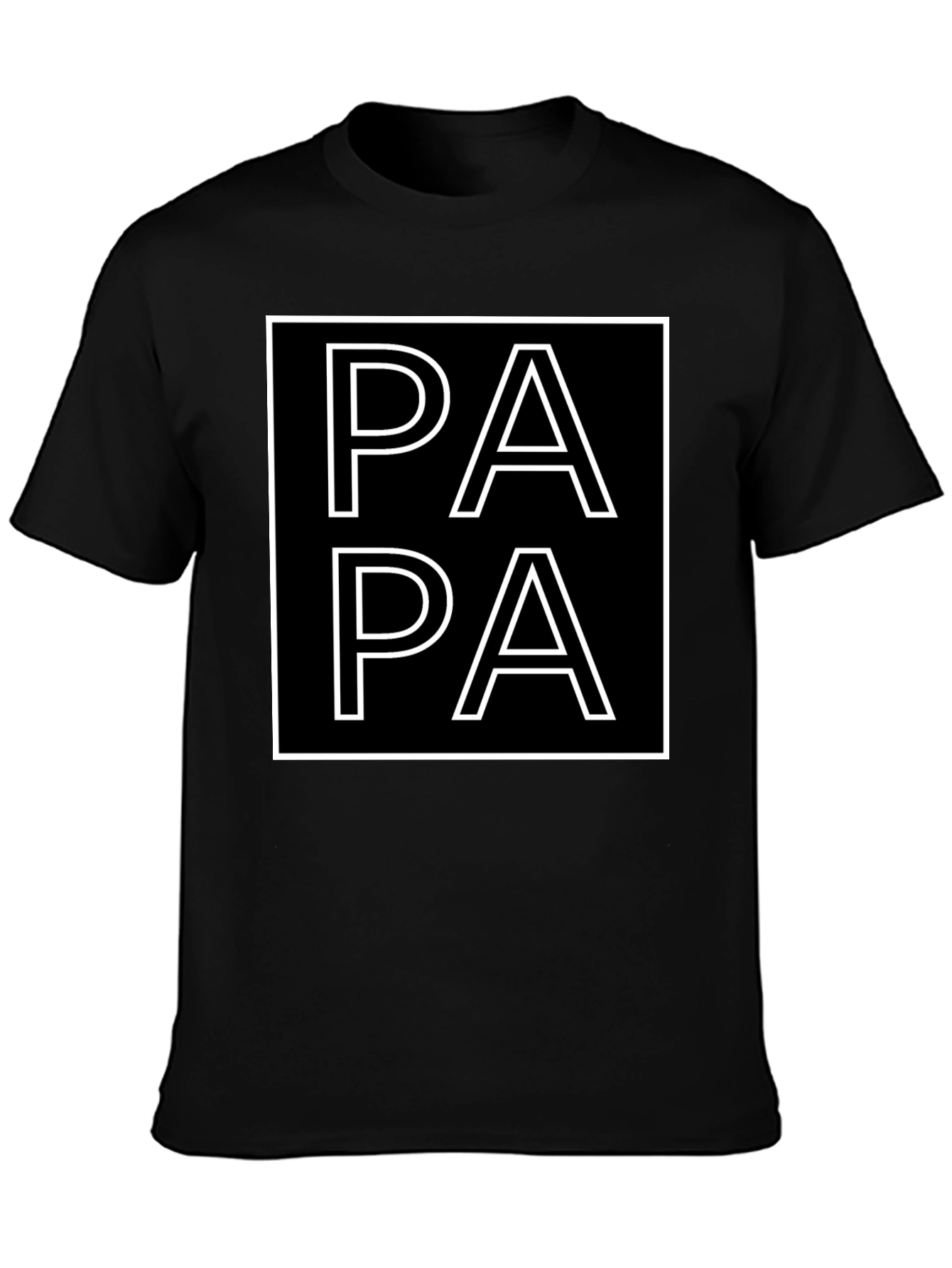 Papa Graphic Tee -  Square Design Black T-Shirt