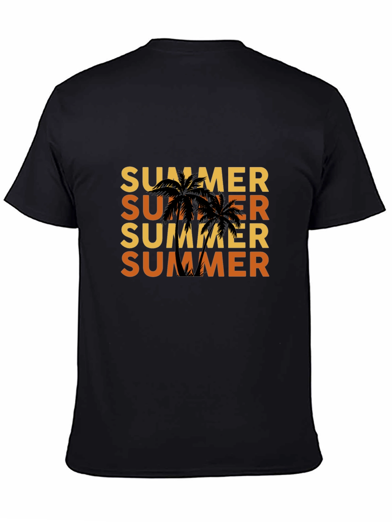Summer Palm Tree Black T-Shirt