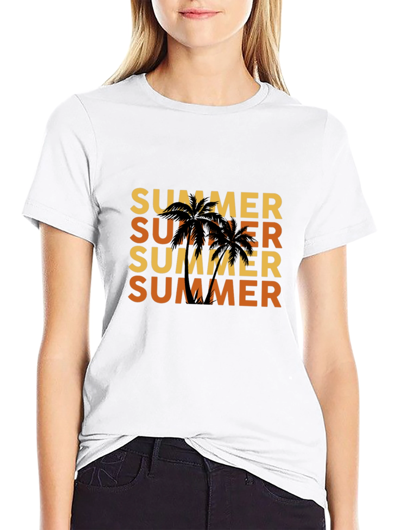 Summer Palm Tree Black T-Shirt