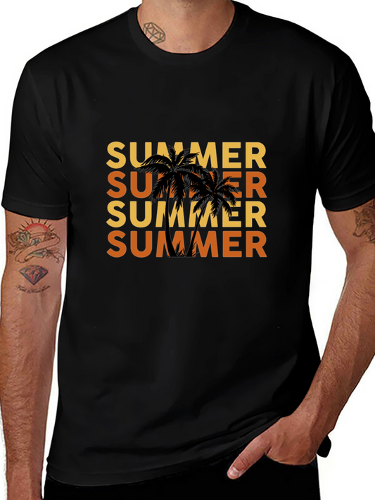 Summer Palm Tree Black T-Shirt