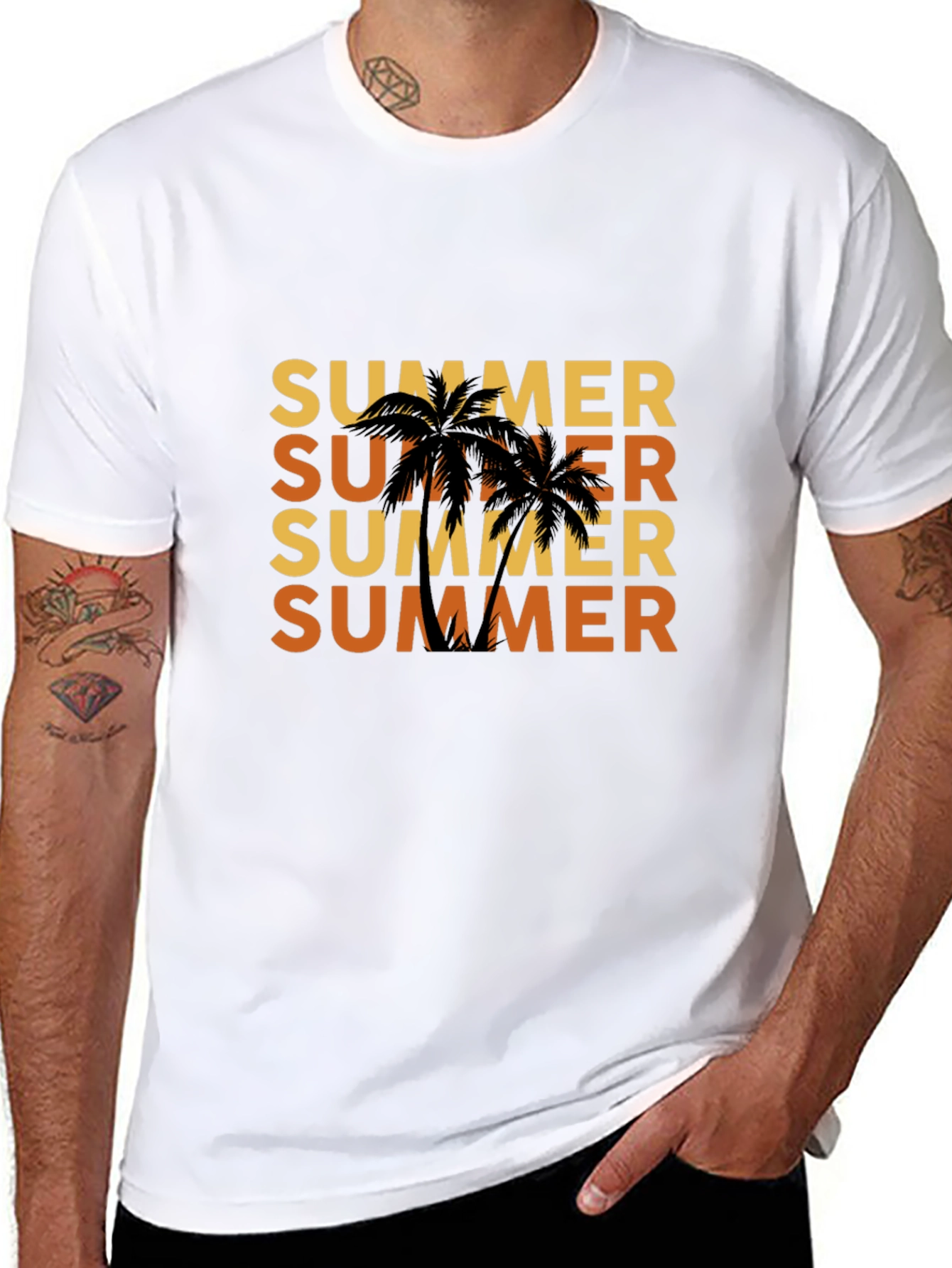 Summer Palm Tree Black T-Shirt