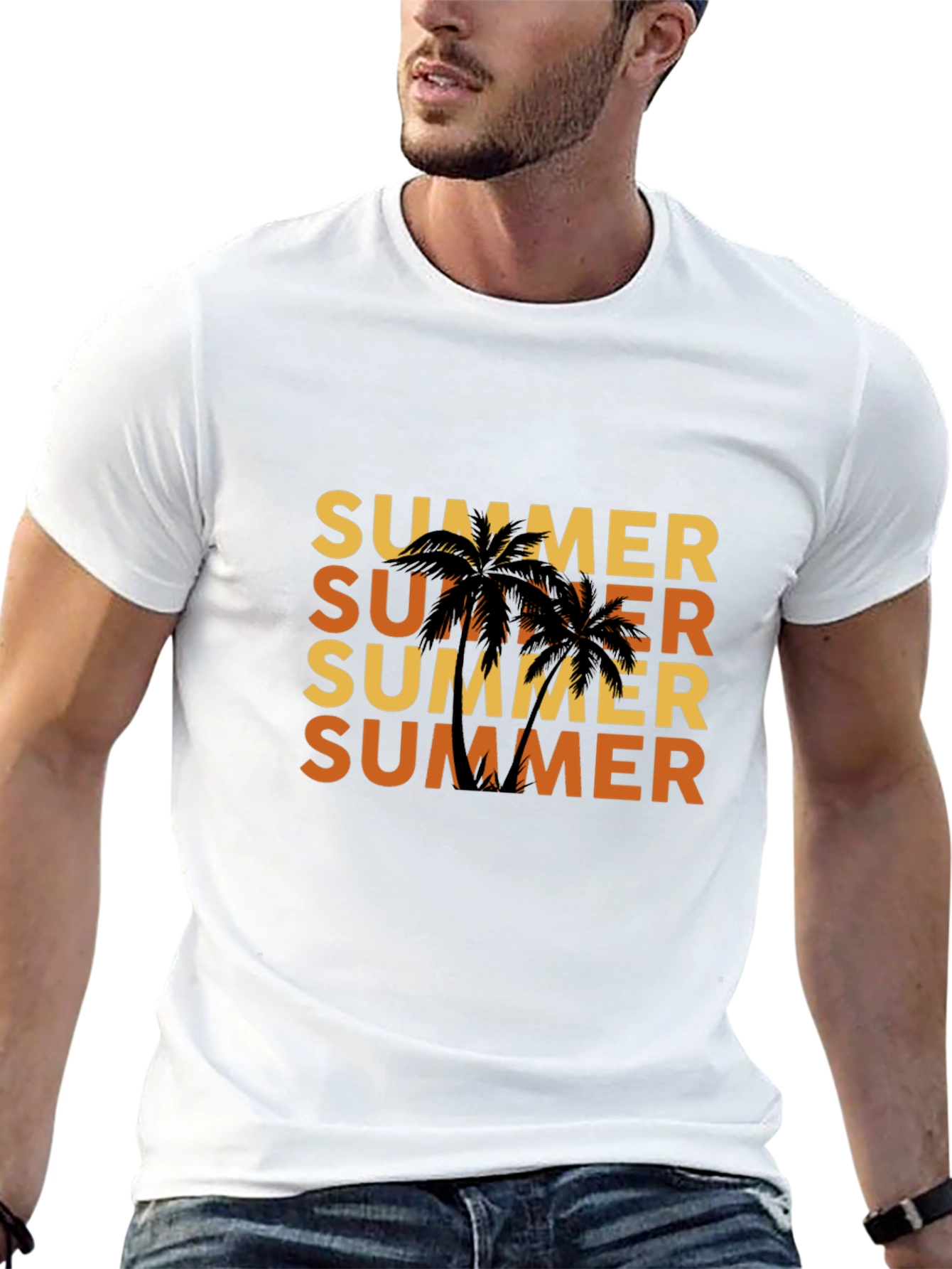 Summer Palm Tree Black T-Shirt