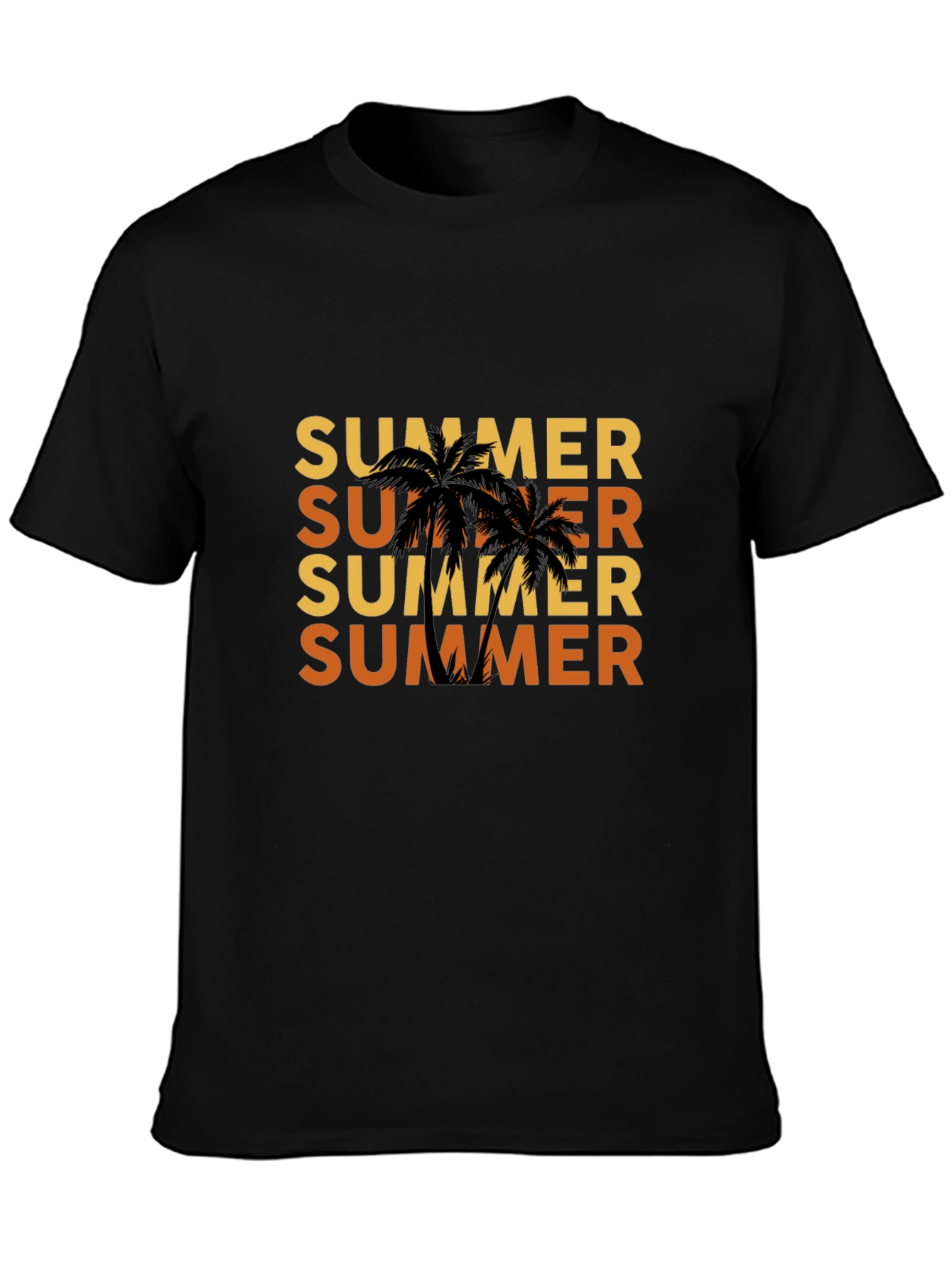 Summer Palm Tree Black T-Shirt