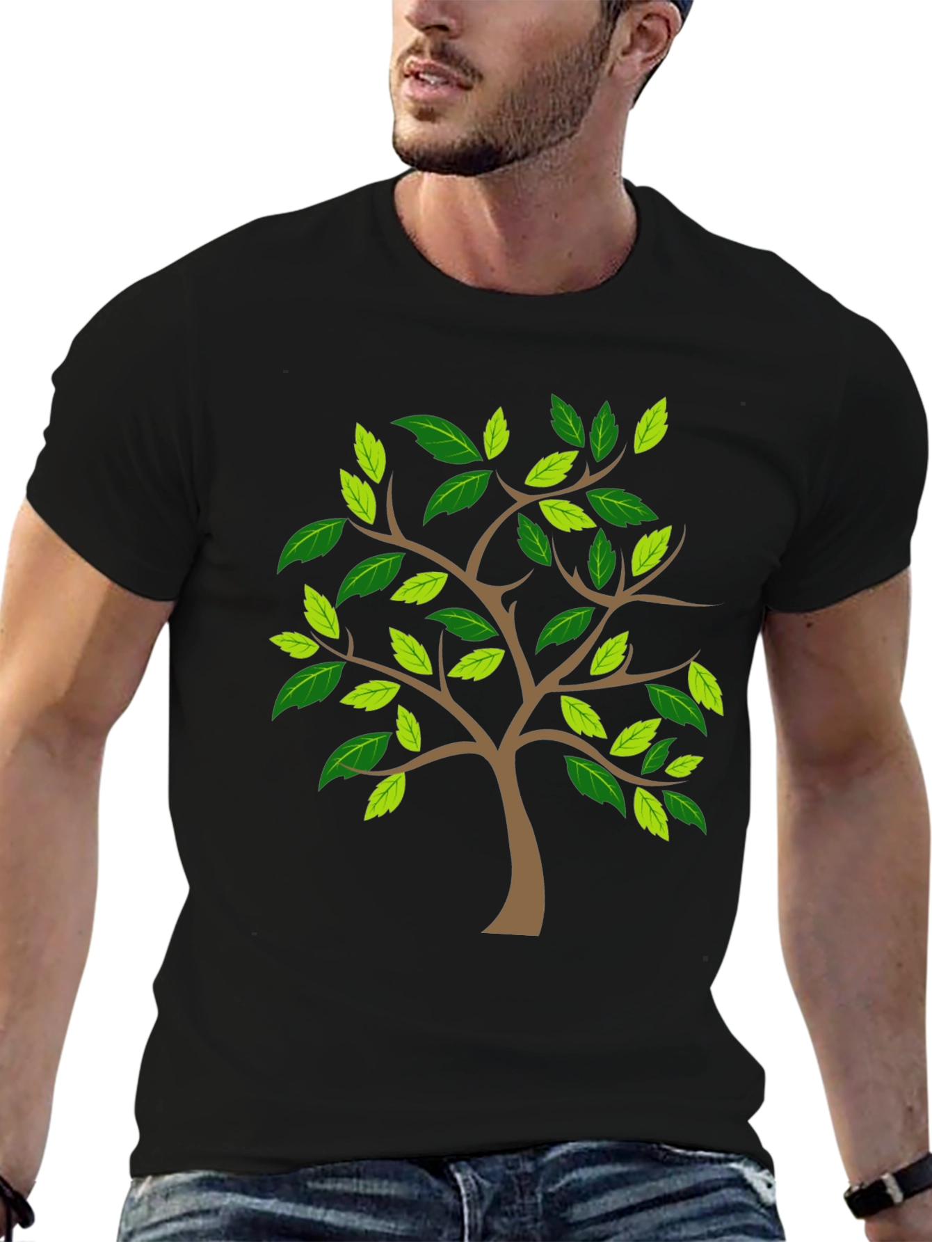 Nature Tree Graphic Print Tee - Classic Black
