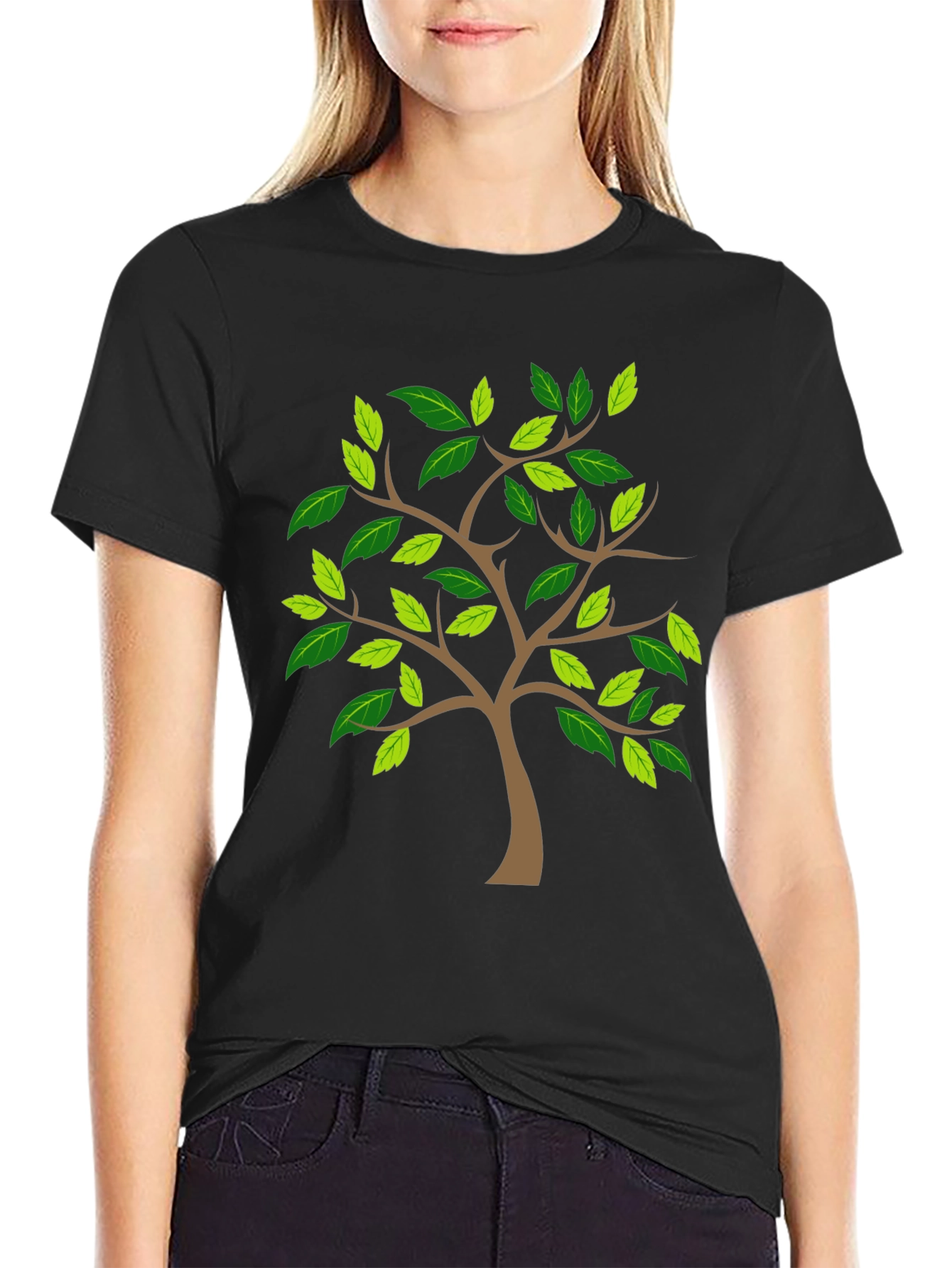 Nature Tree Graphic Print Tee - Classic Black