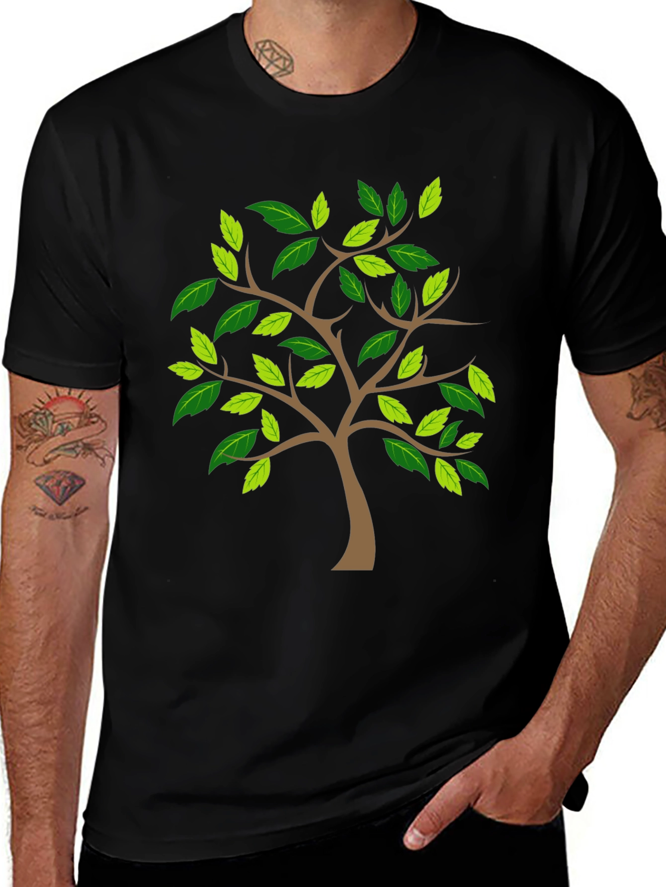 Nature Tree Graphic Print Tee - Classic Black