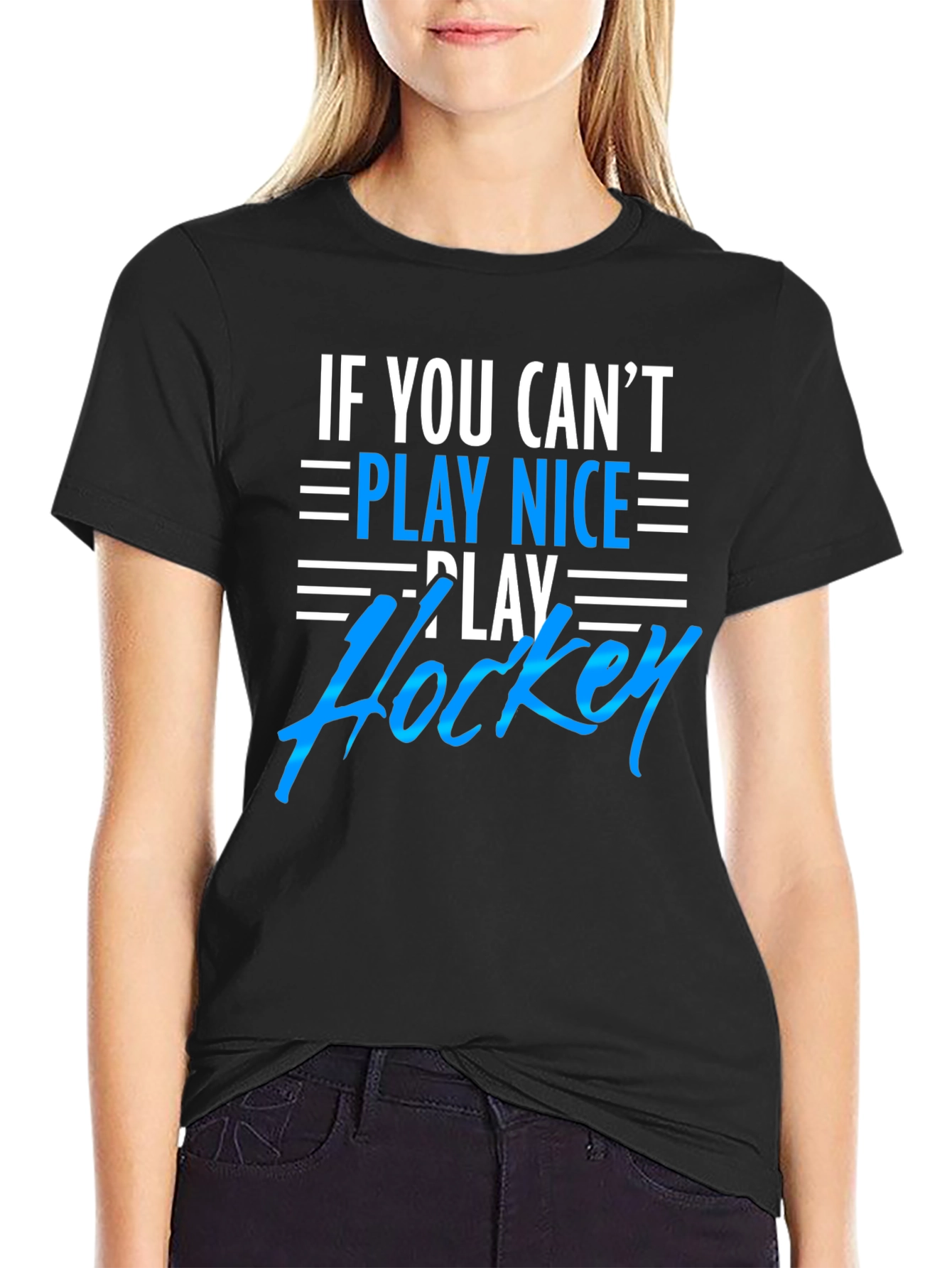 Play Hockey Graphic Tee - Black Cotton T-Shirt