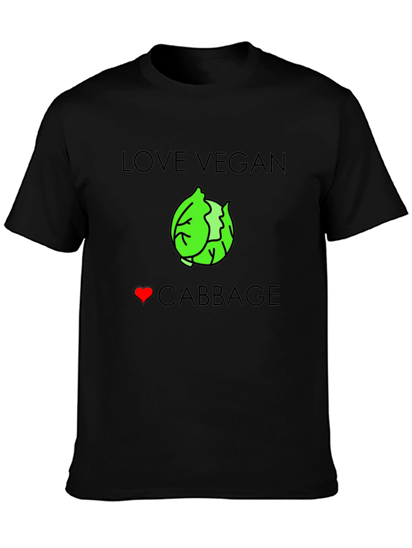 Love Vegan Cabbage T-Shirt - Unisex Black Tee