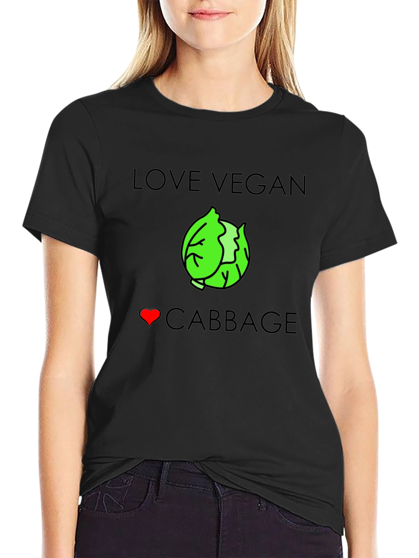Love Vegan Cabbage T-Shirt - Unisex Black Tee