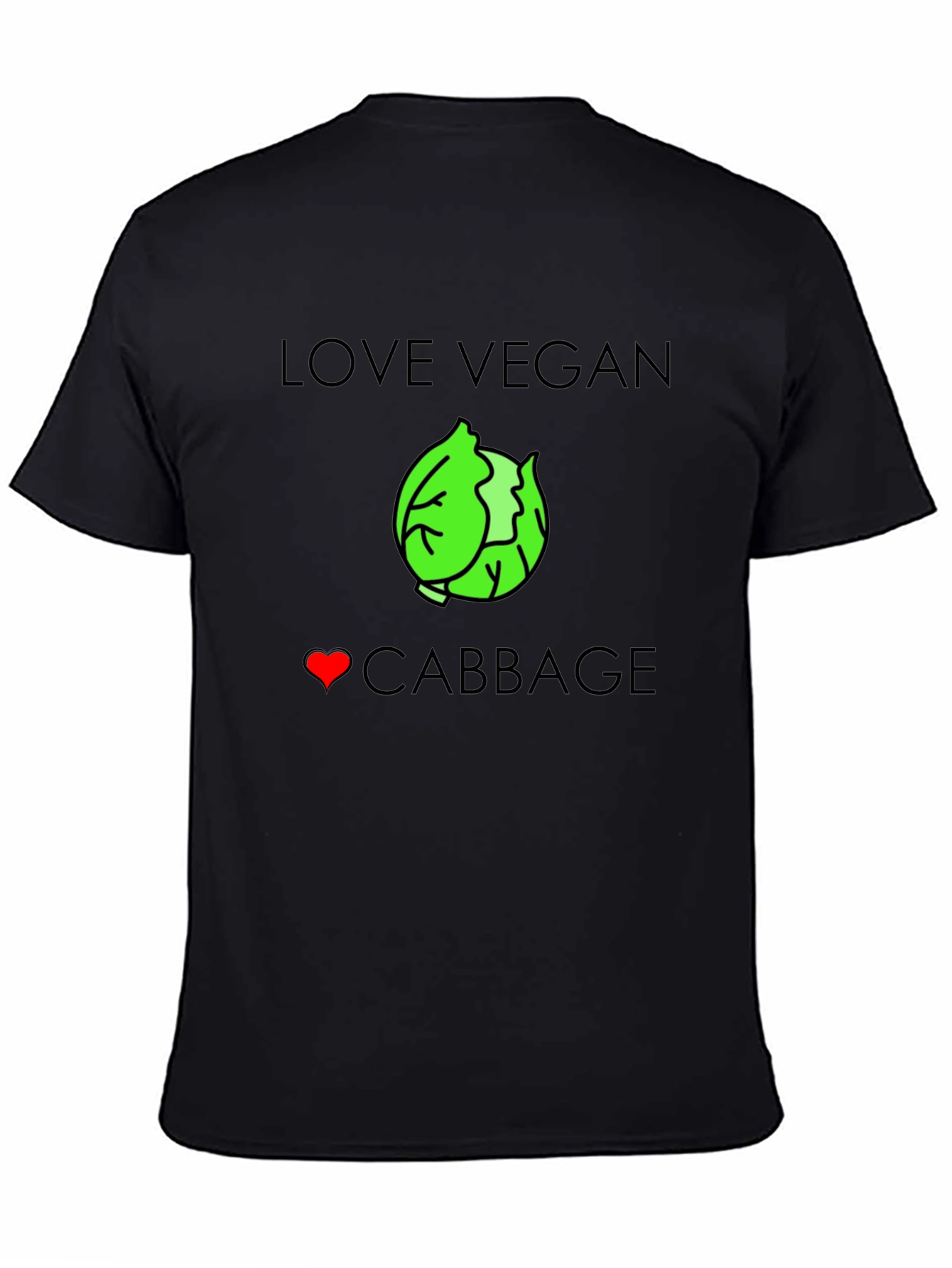 Love Vegan Cabbage T-Shirt - Unisex Black Tee