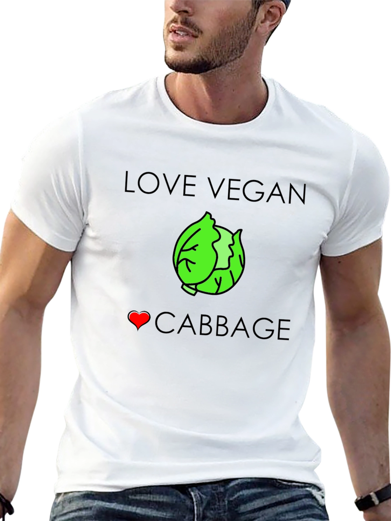 Love Vegan Cabbage T-Shirt - Unisex Black Tee