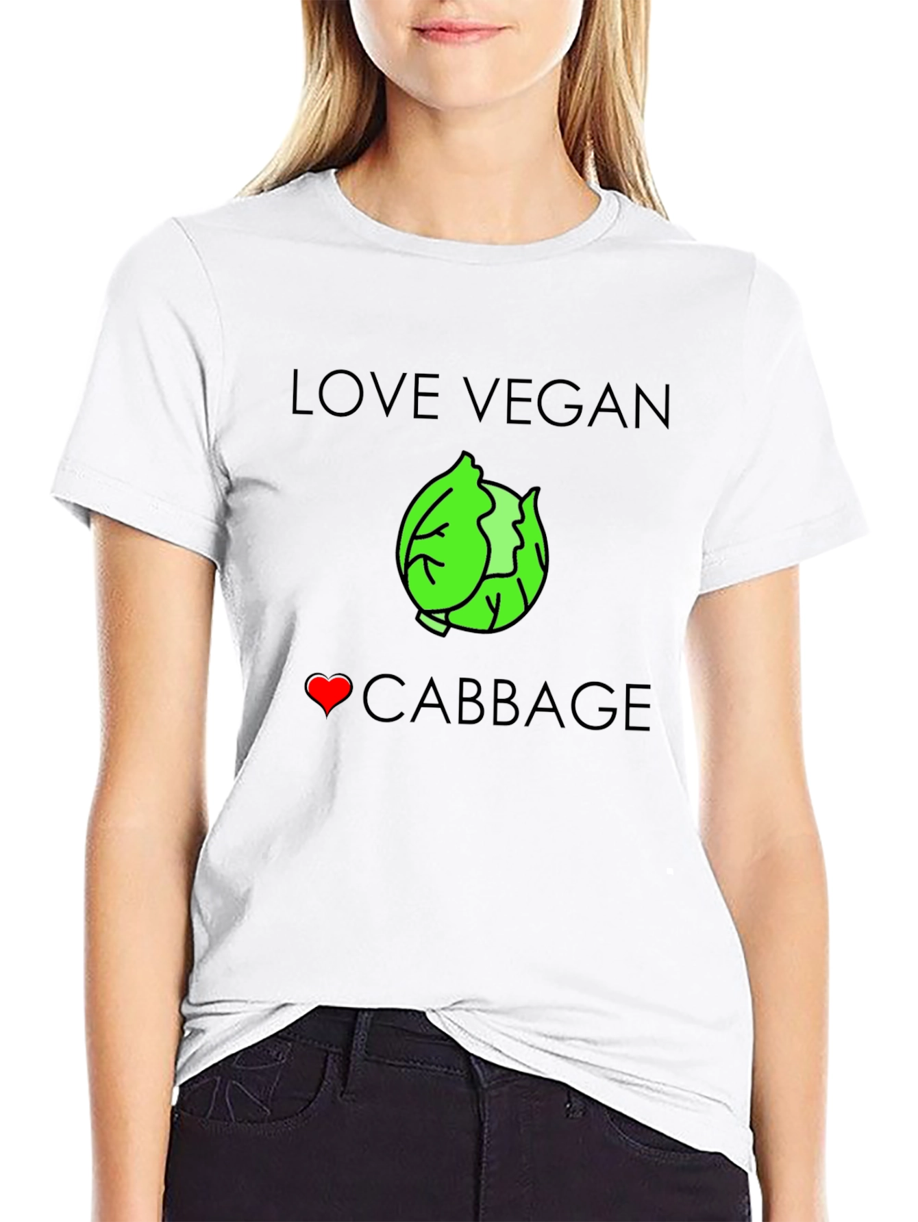 Love Vegan Cabbage T-Shirt - Unisex Black Tee