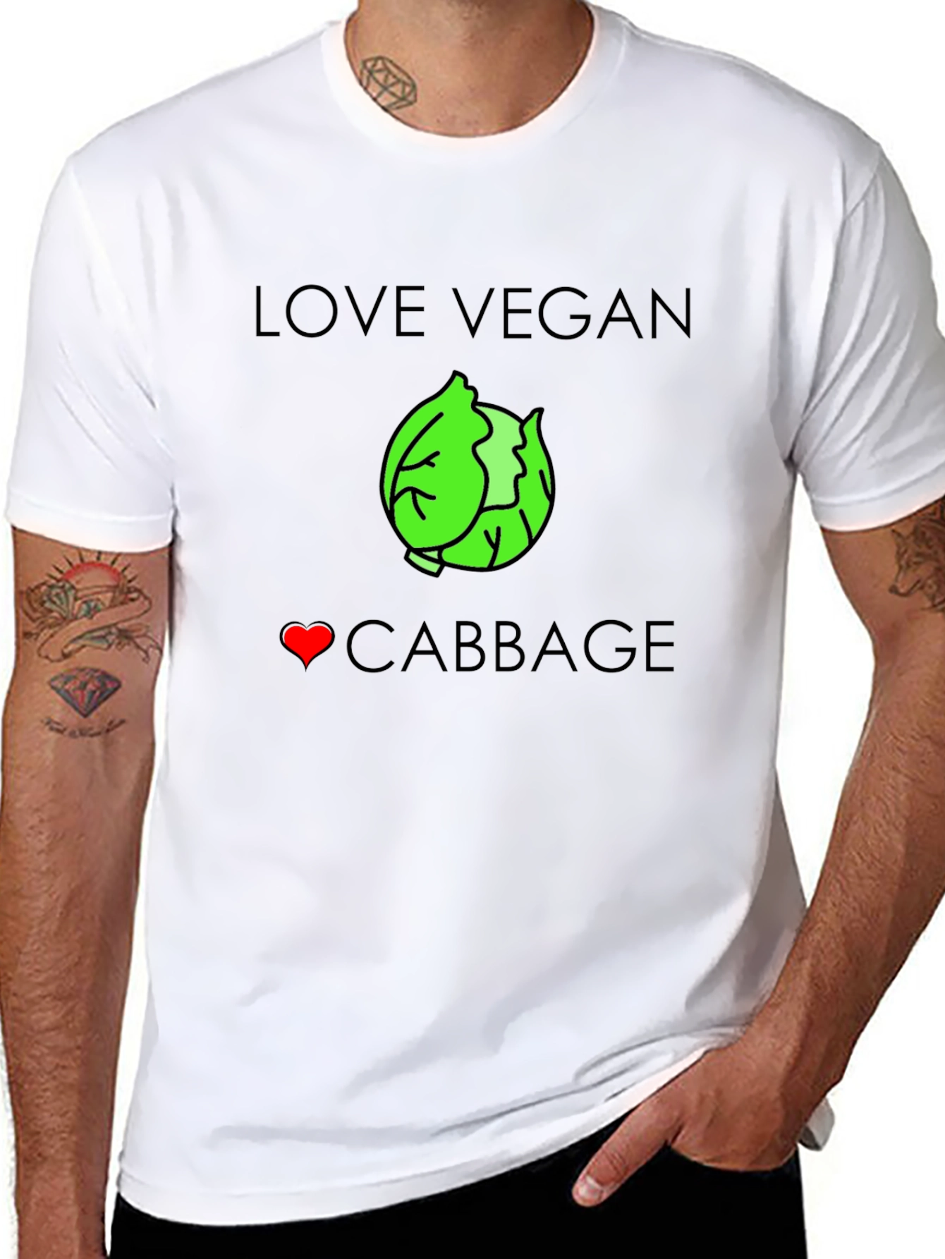 Love Vegan Cabbage T-Shirt - Unisex Black Tee