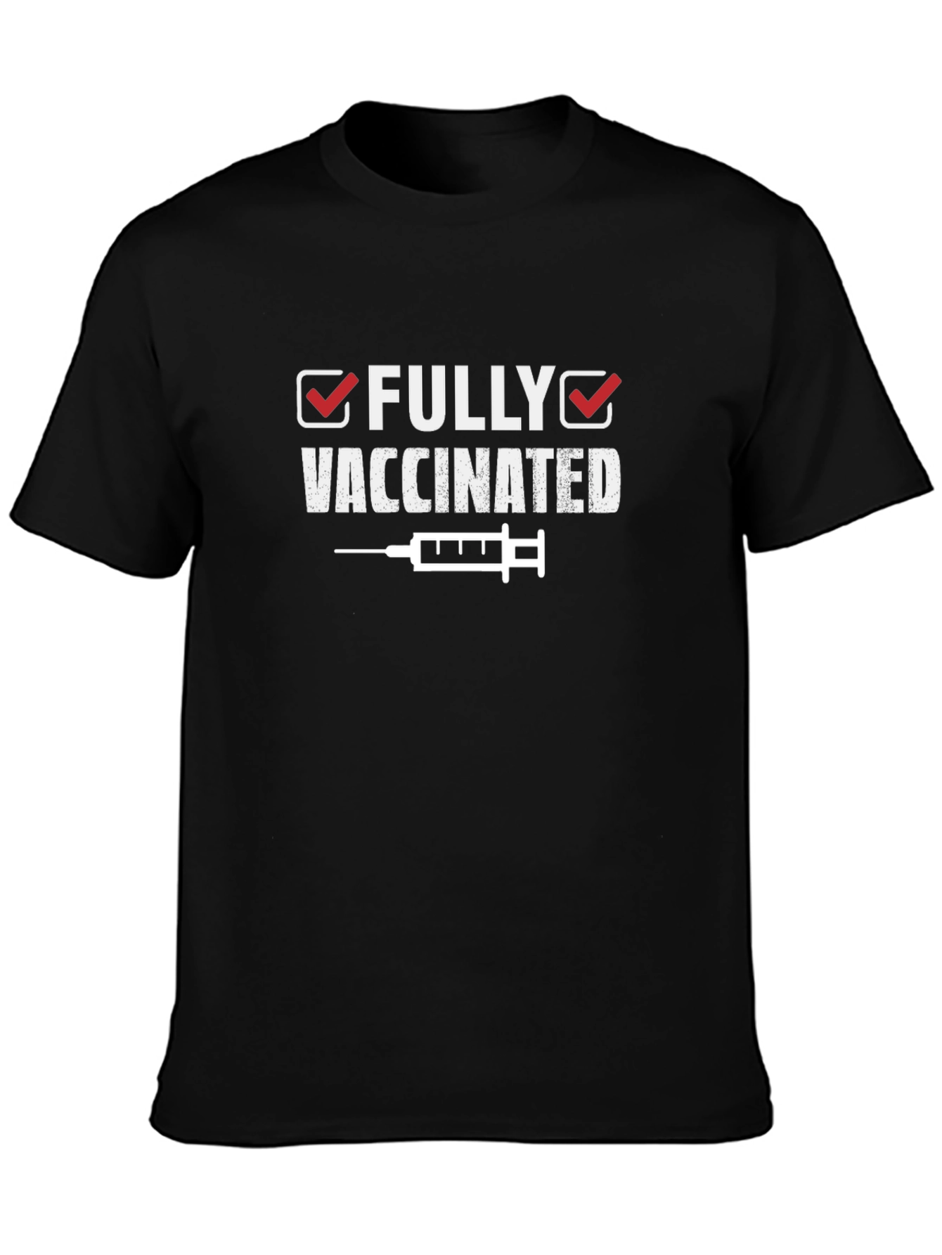 Fully Vaccinated Black Cotton Graphic T-Shirt