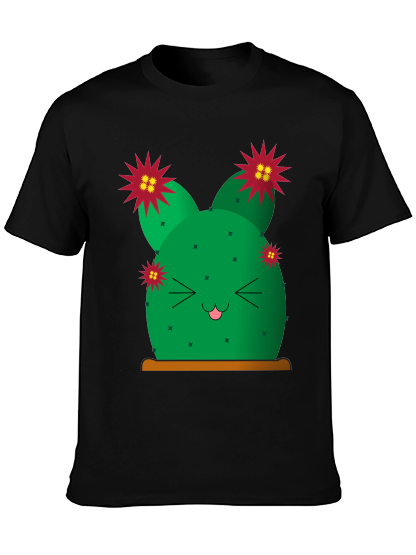 Cute Cactus Graphic Tee - Black T-Shirt
