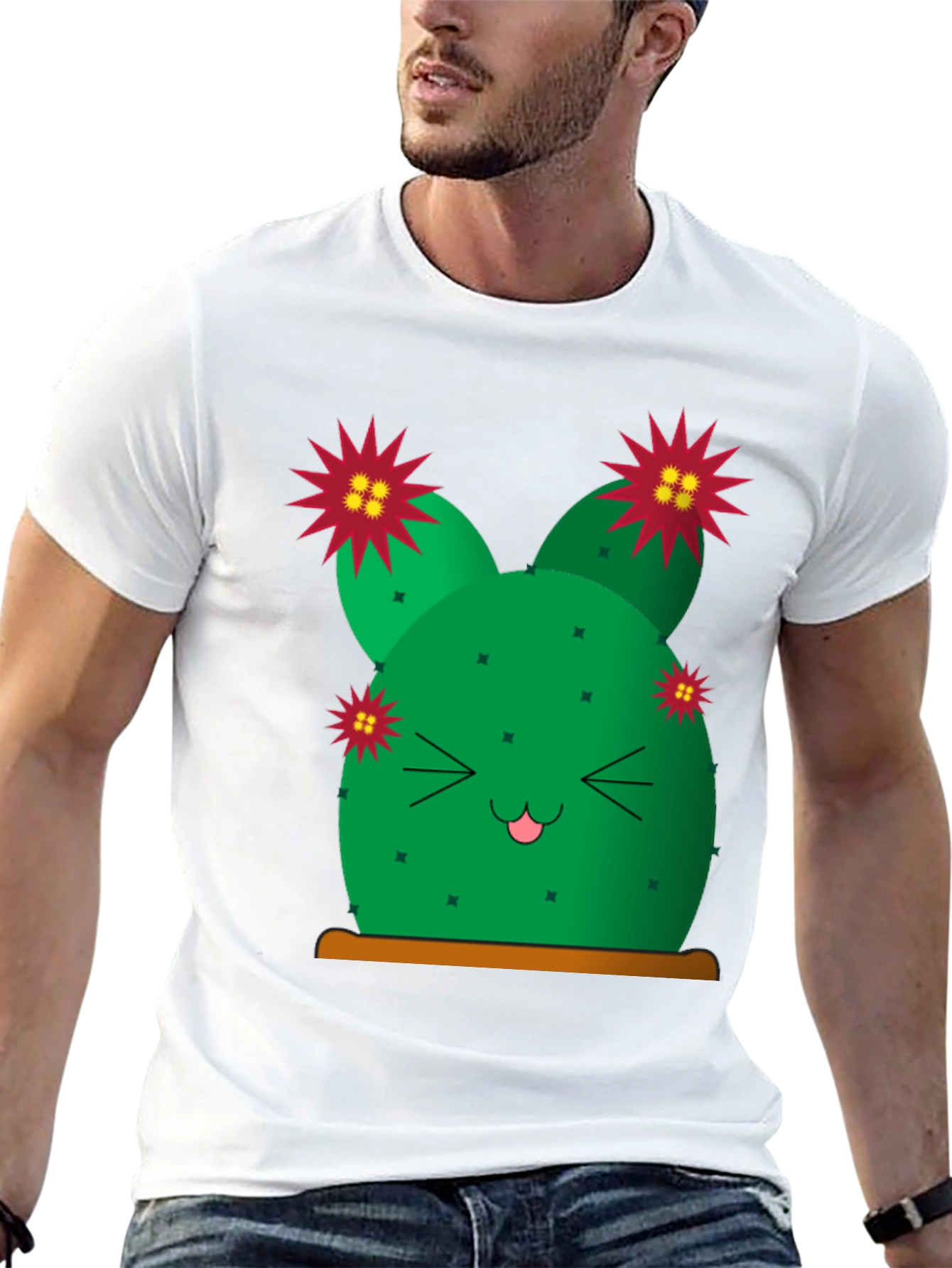 Cute Cactus Graphic Tee - Black T-Shirt