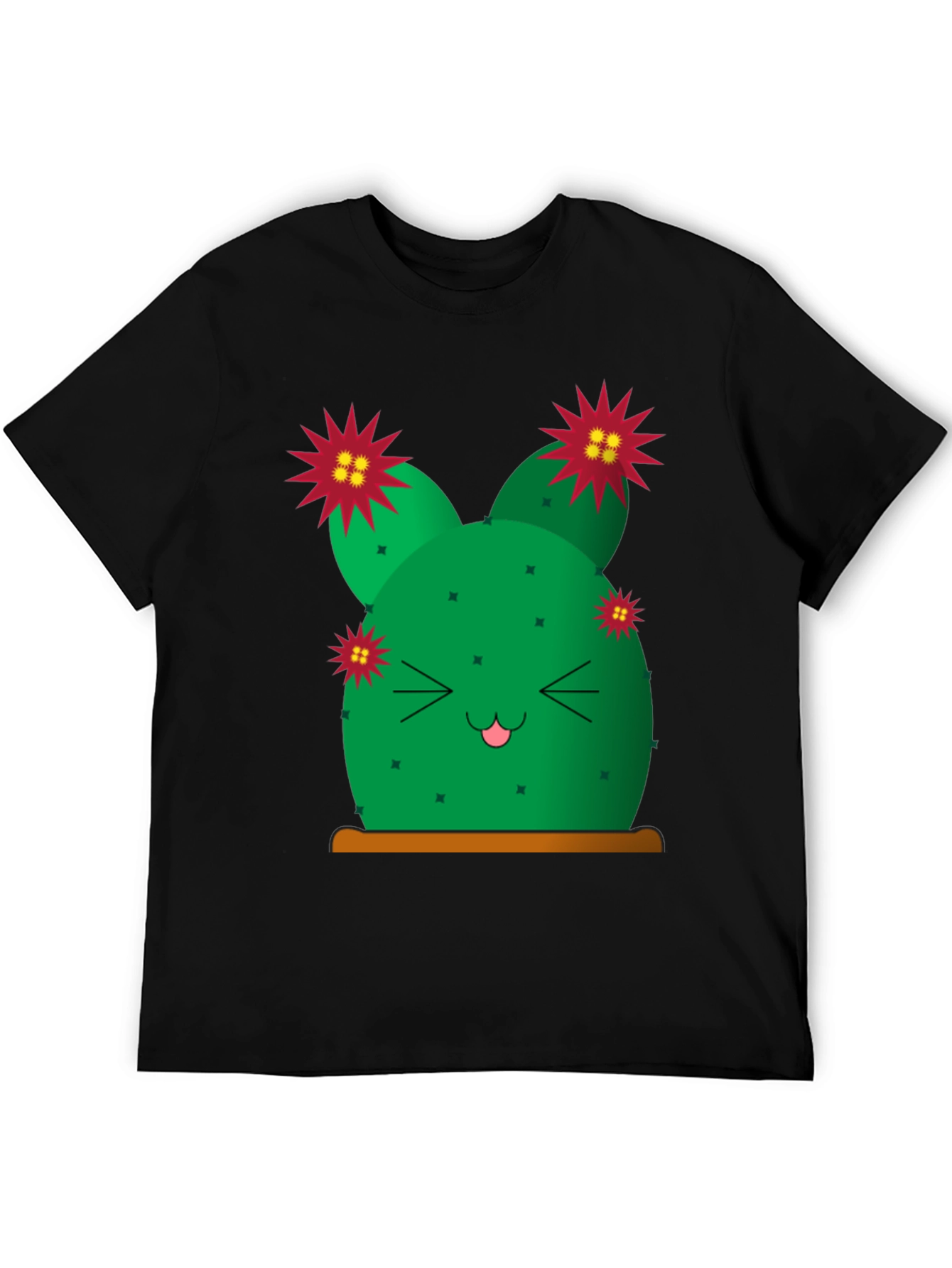 Cute Cactus Graphic Tee - Black T-Shirt