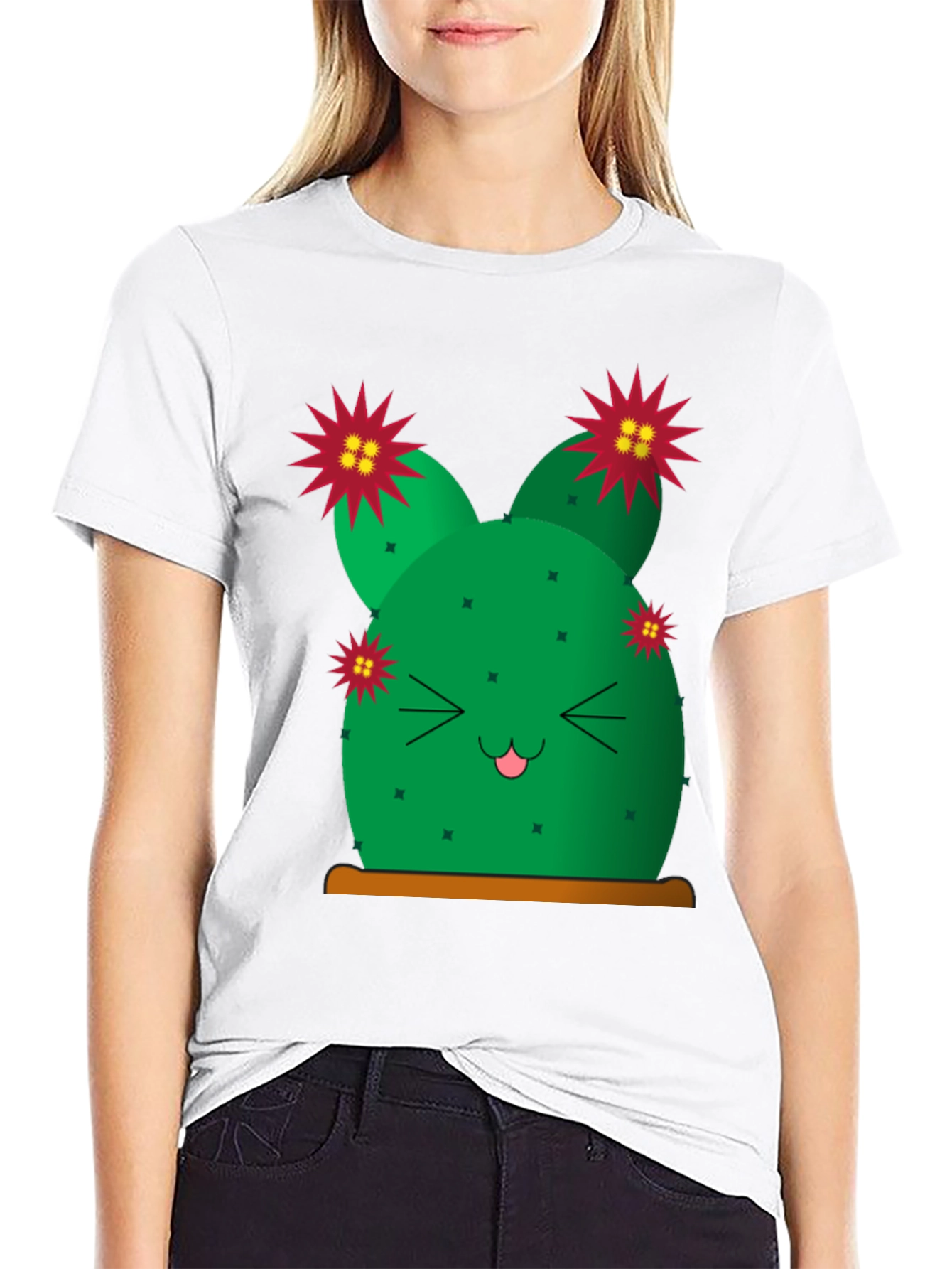 Cute Cactus Graphic Tee - Black T-Shirt