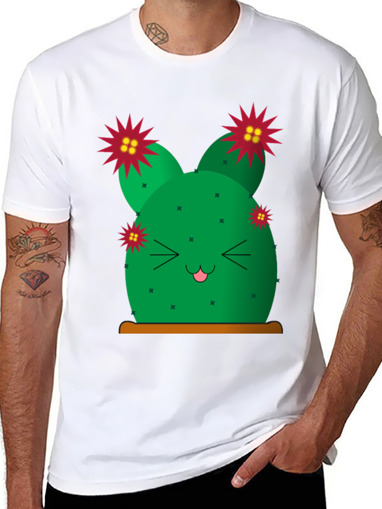 Cute Cactus Graphic Tee - Black T-Shirt