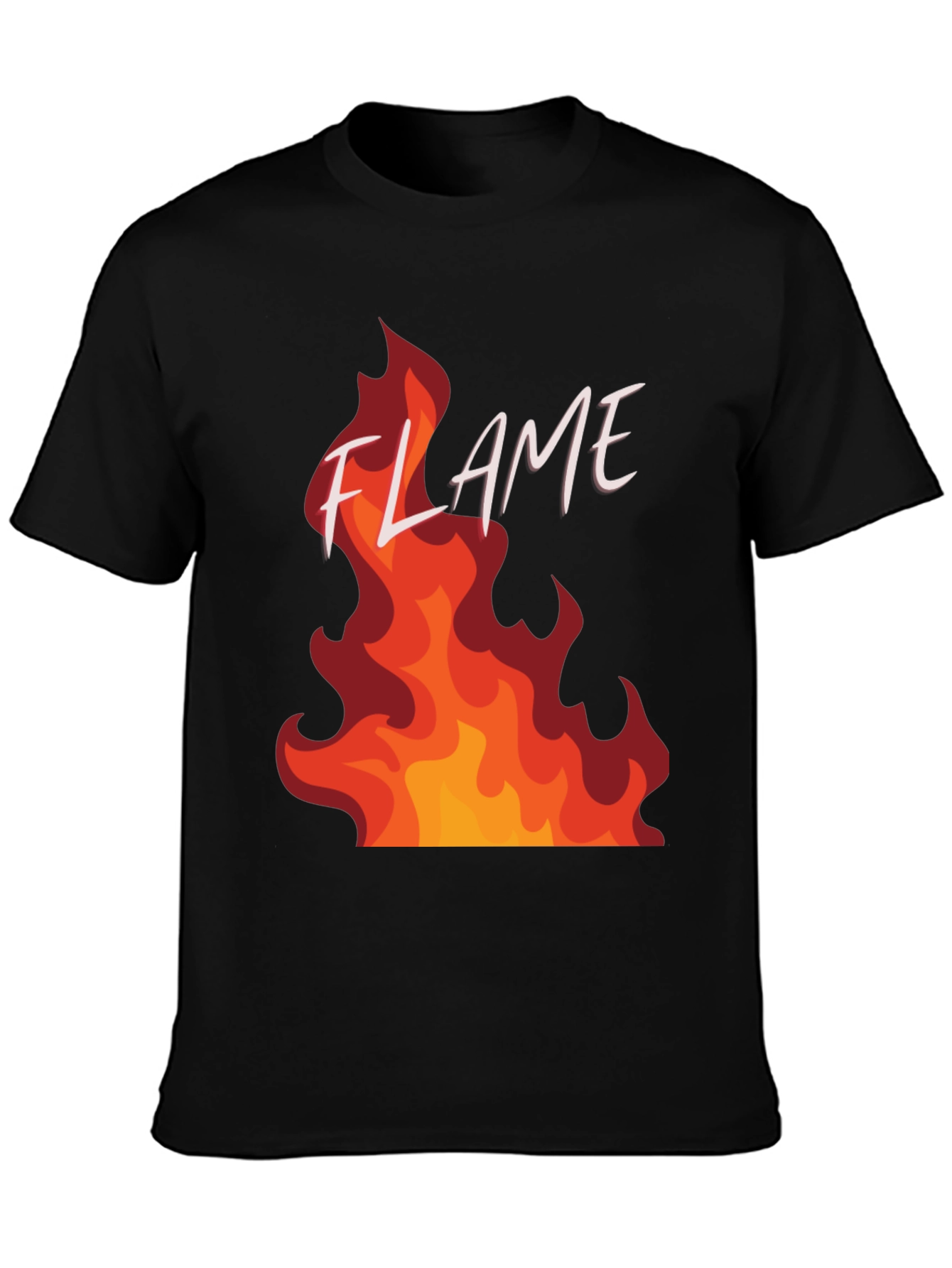 Flame Graphic Print Black T-Shirt