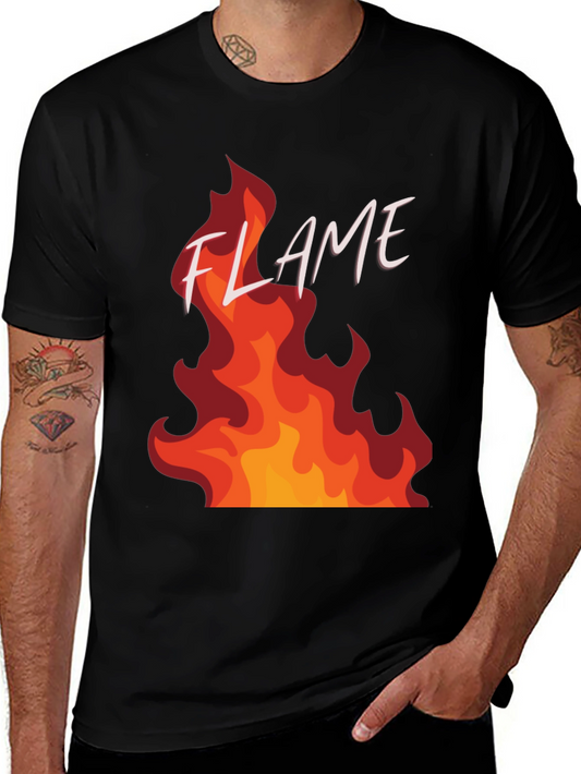Flame Graphic Print Black T-Shirt