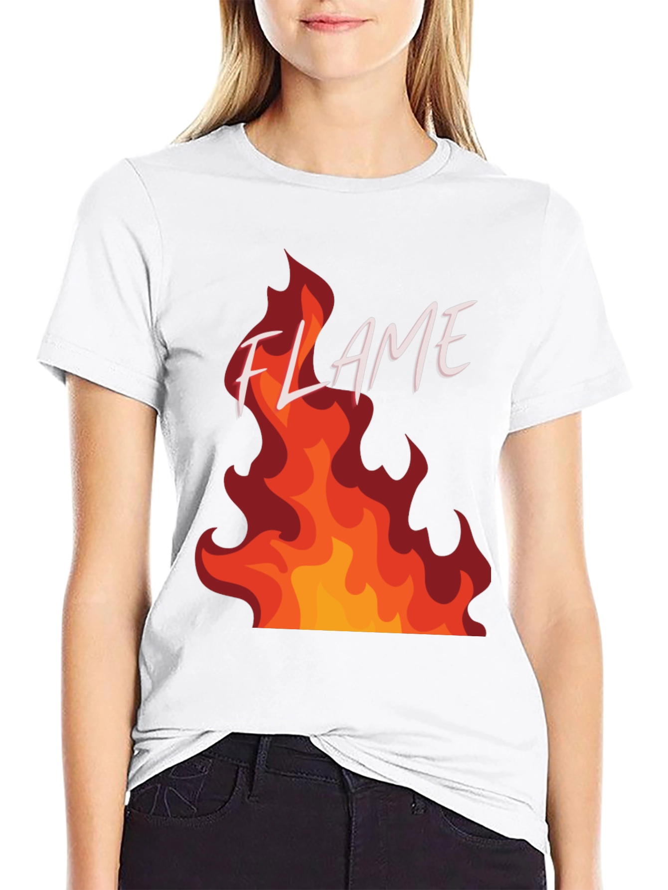 Flame Graphic Print Black T-Shirt