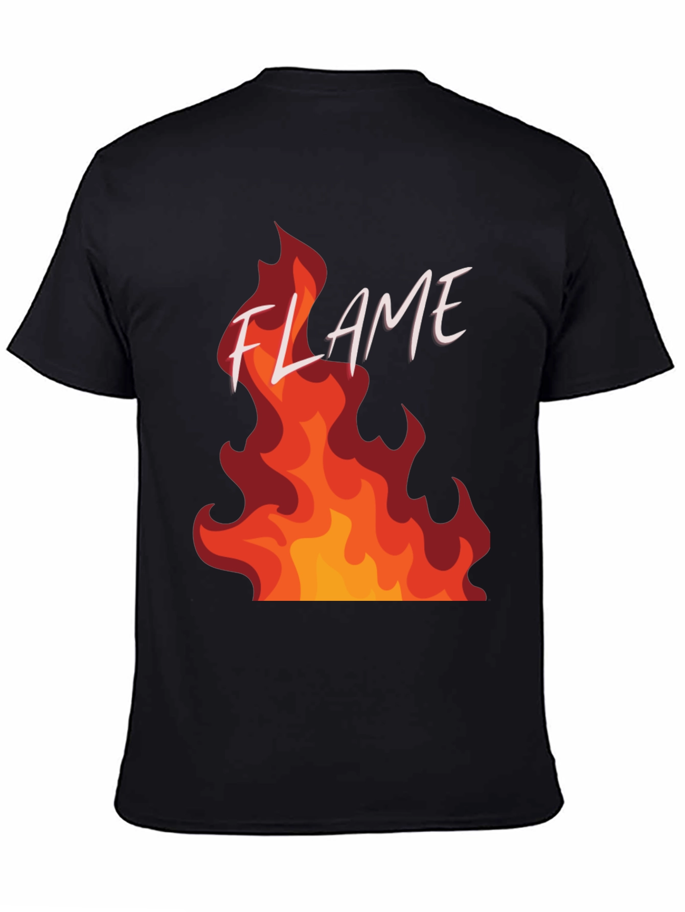 Flame Graphic Print Black T-Shirt