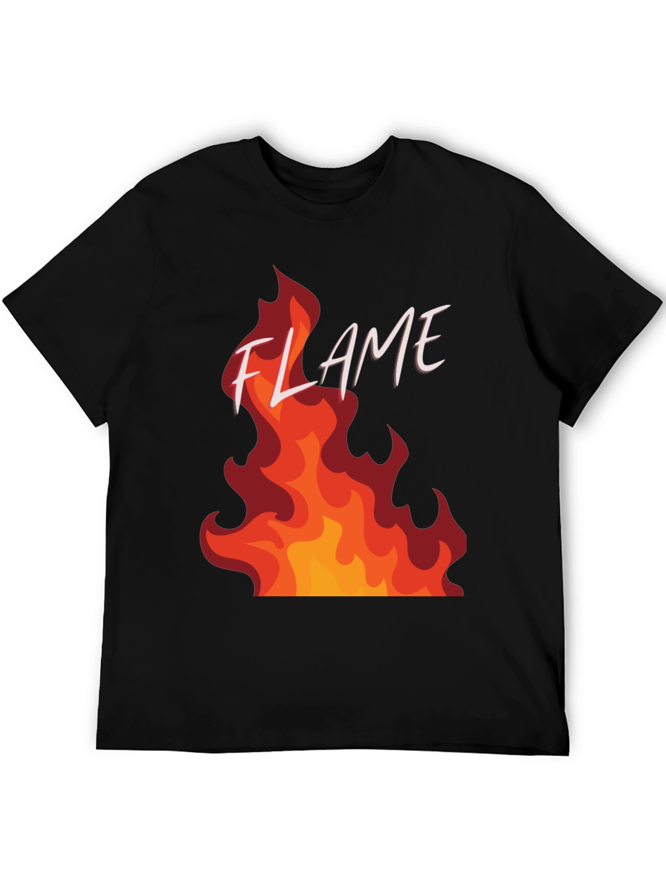 Flame Graphic Print Black T-Shirt