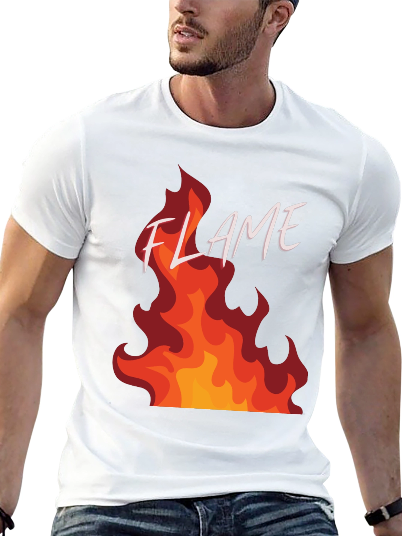 Flame Graphic Print Black T-Shirt