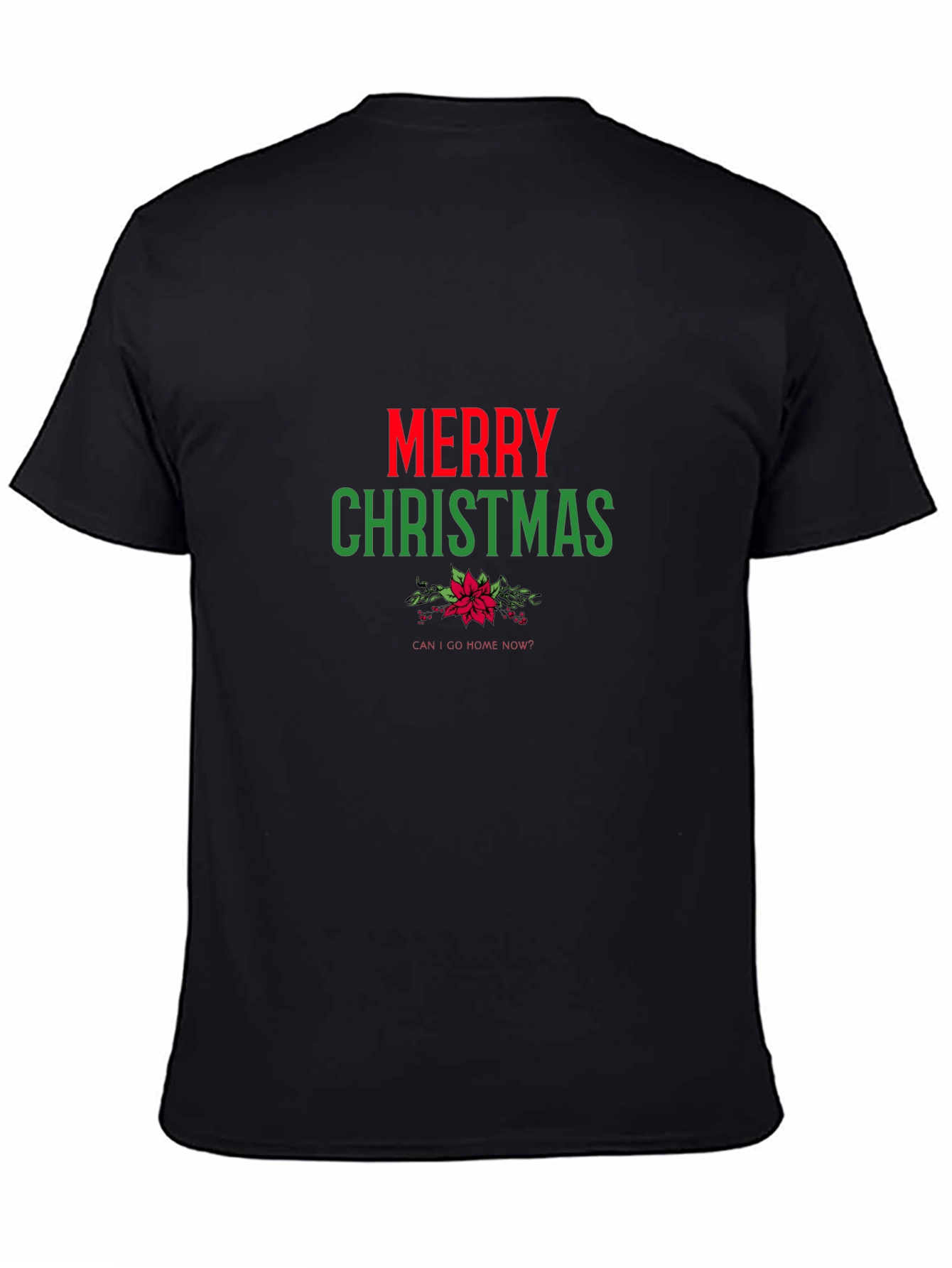 Merry Christmas Graphic Print Black T-Shirt