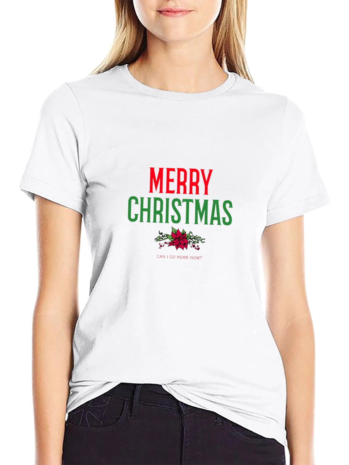 Merry Christmas Graphic Print Black T-Shirt