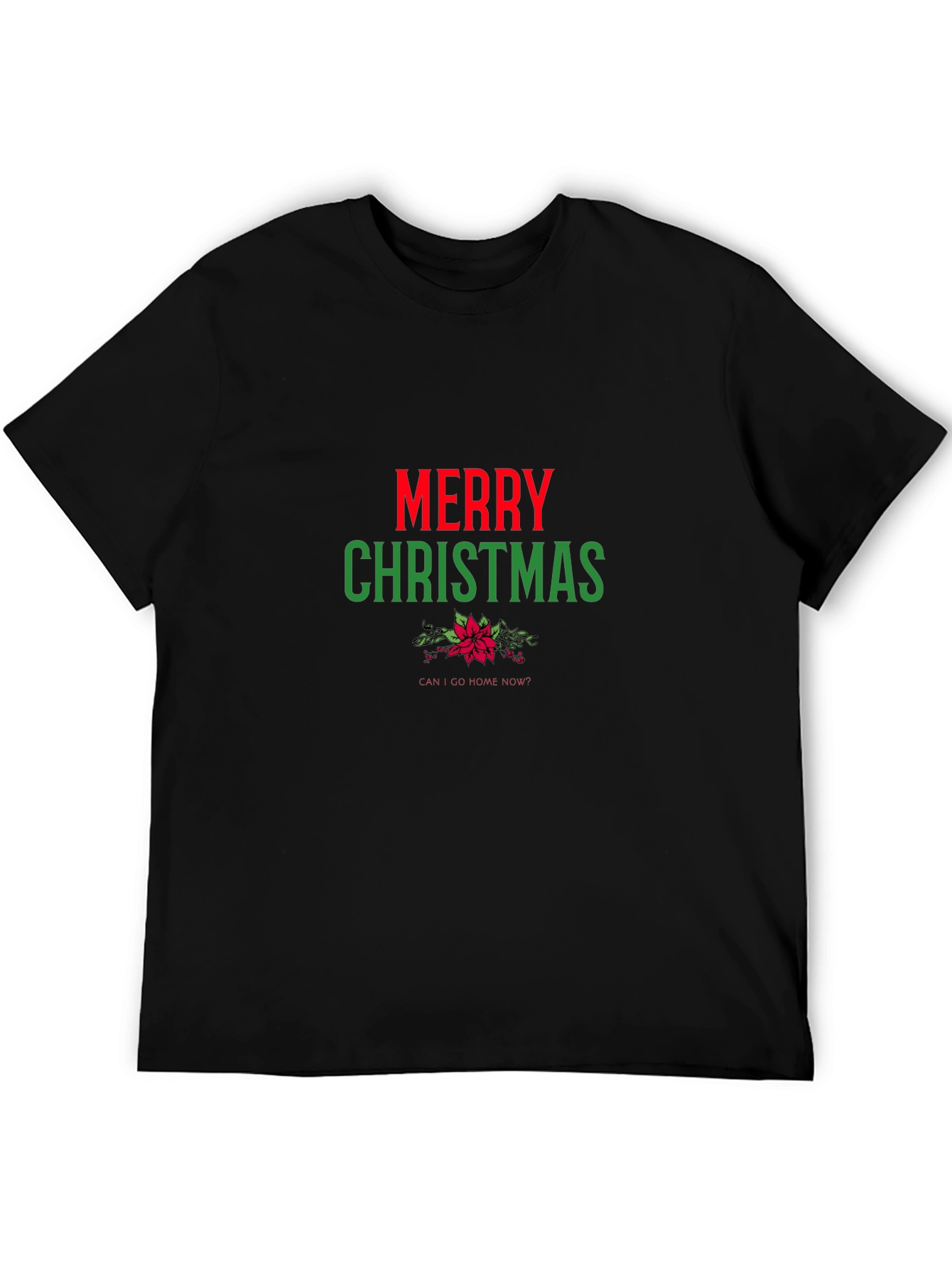 Merry Christmas Graphic Print Black T-Shirt