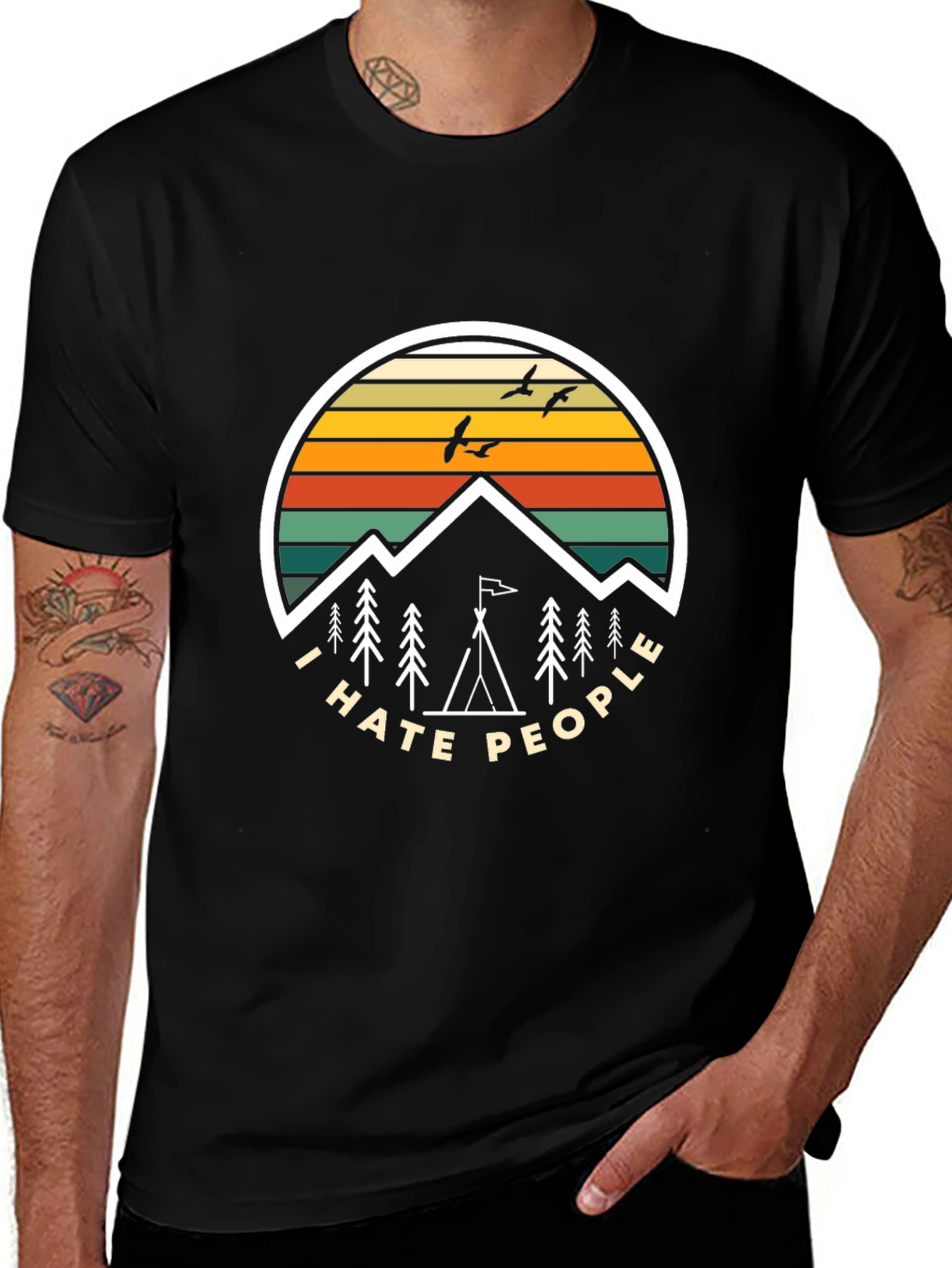I Hate People Camping T-Shirt - Black