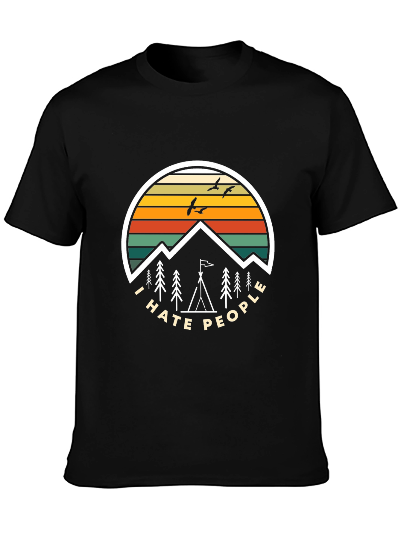 I Hate People Camping T-Shirt - Black