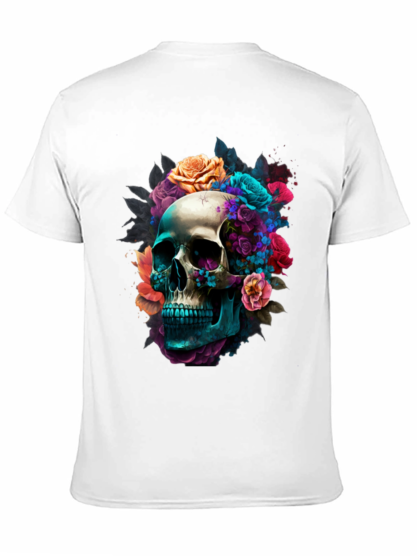 Floral Skull Graphic Black T-Shirt