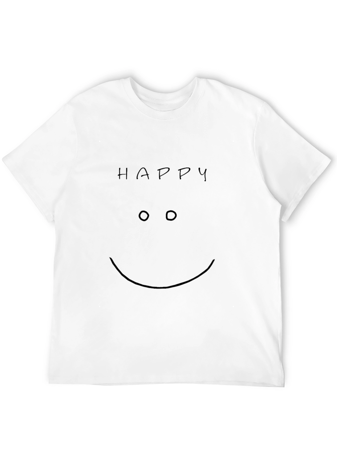Happy Face Graphic Tee - Black Crew Neck T-Shirt