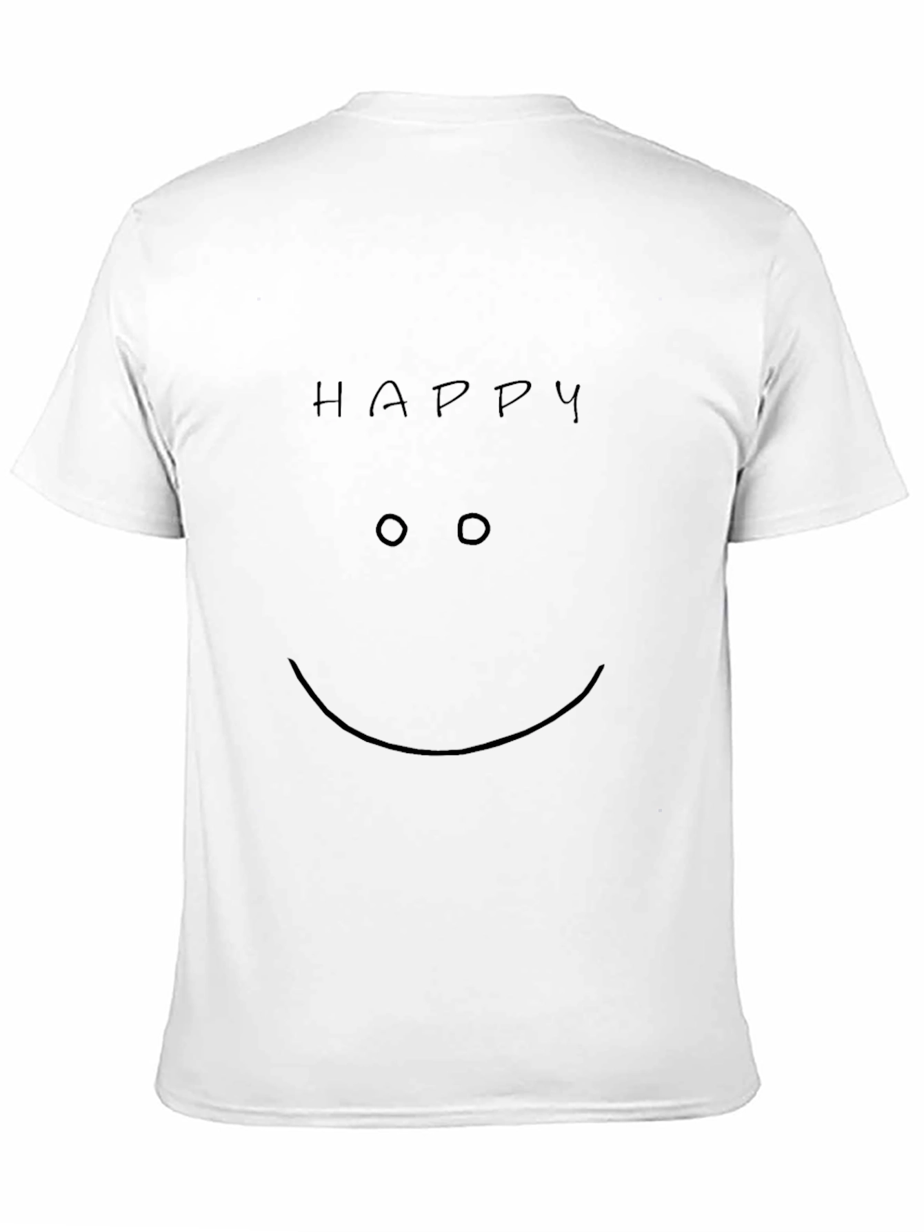 Happy Face Graphic Tee - Black Crew Neck T-Shirt