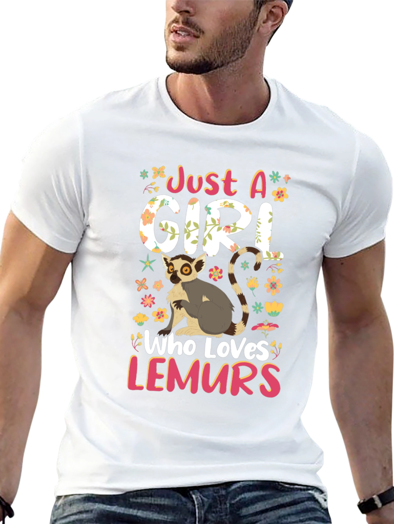Just a Girl Who Loves Lemurs Black Graphic Tee