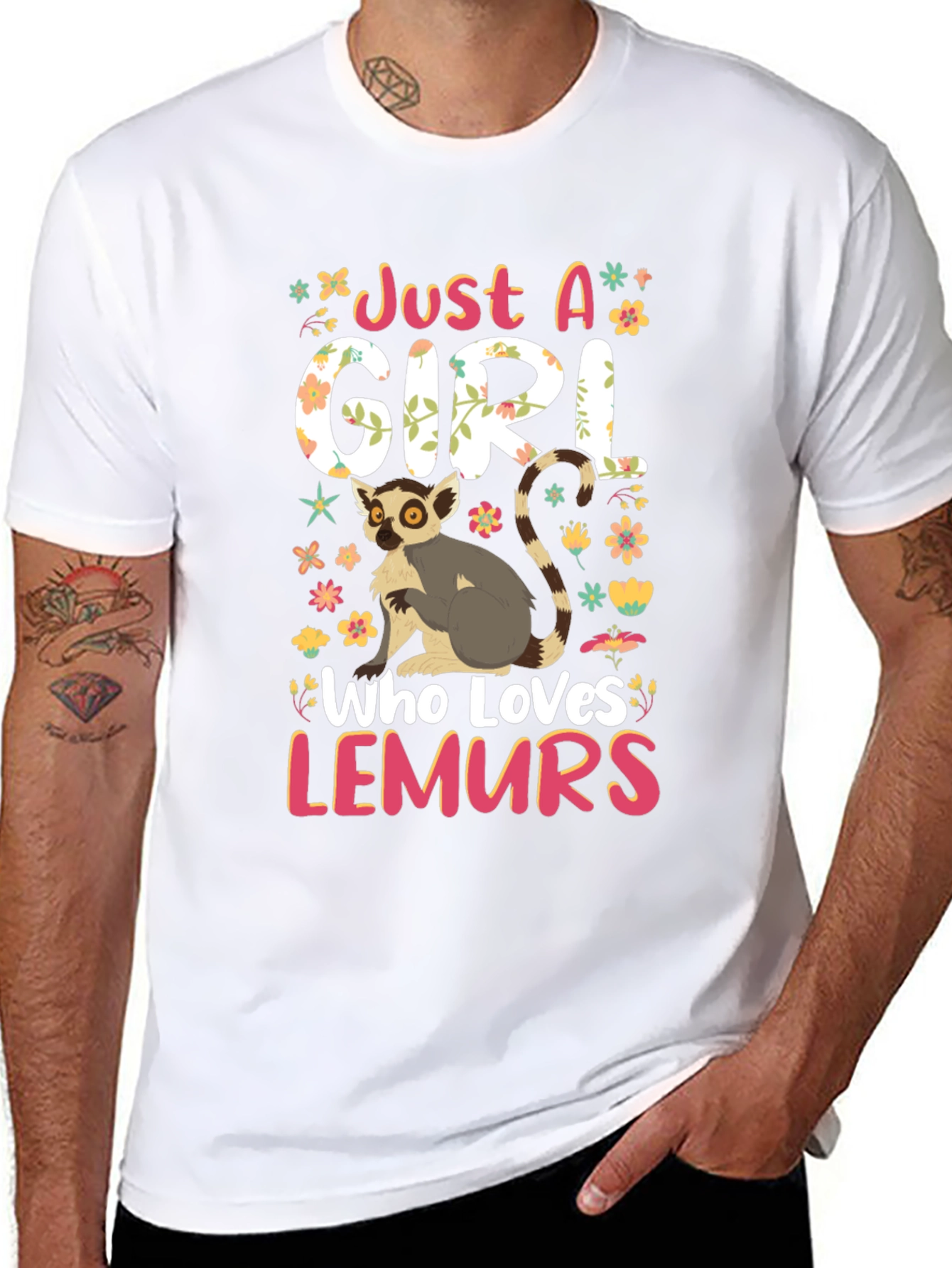 Just a Girl Who Loves Lemurs Black Graphic Tee