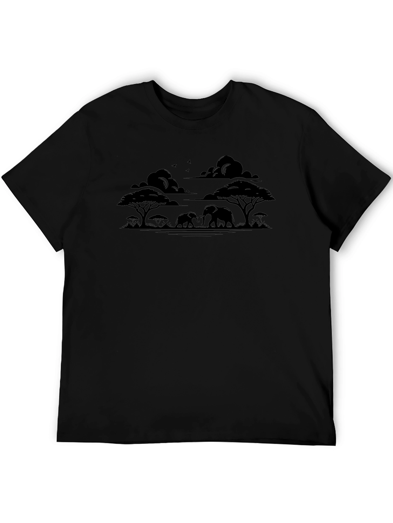 African Safari Elephant Silhouette Mens T-Shirt