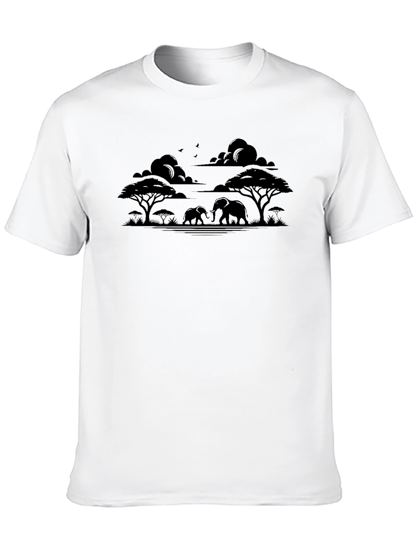 African Safari Elephant Silhouette Mens T-Shirt