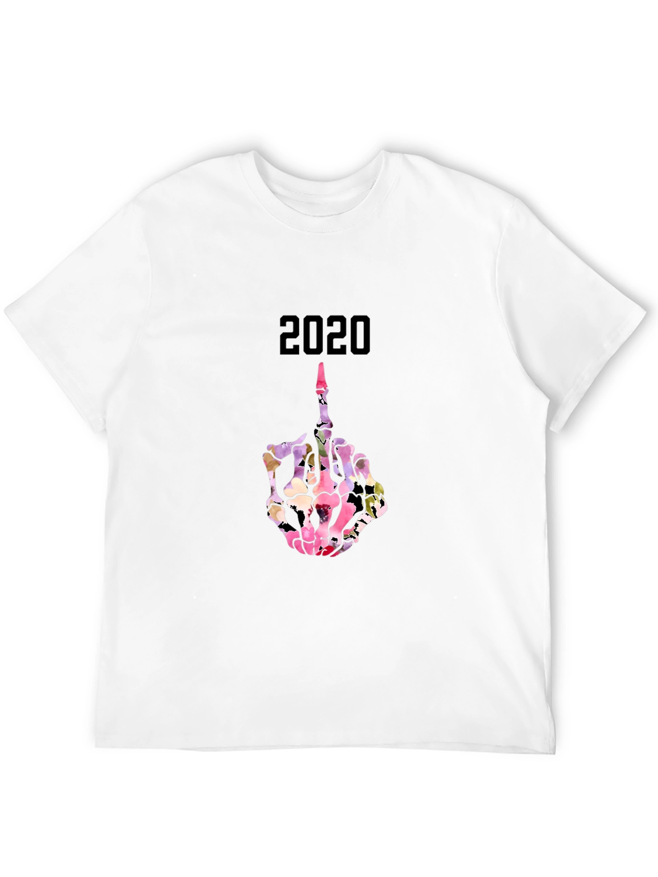 2020 Floral Skeleton Middle Finger T-Shirt