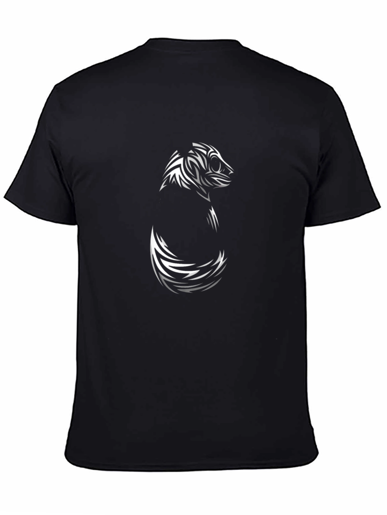Mens Black T-Shirt with Abstract Animal Design